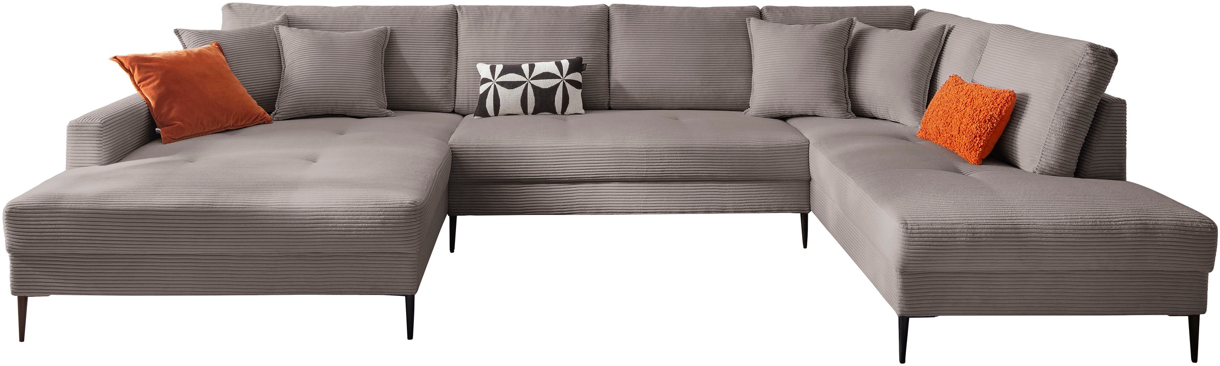 Trends by HG Wohnlandschaft »Summer U-Form«, in Cord-Stoff mit Metallfuss