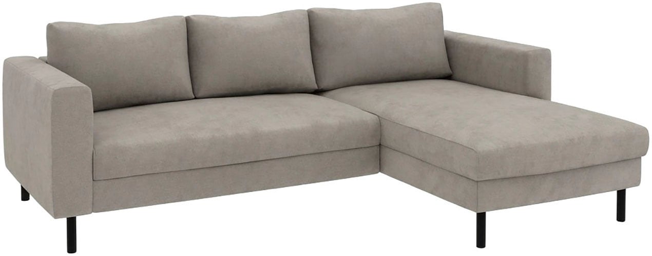 TRENDMANUFAKTUR Canapé d'angle »Amazing II, wahlw. mit Schlaffunktion & Bettkasten, Fuss schwarz« recamière montable des deux côtés, forme en L, en velours côtelé ou structuré, L: 232 cm