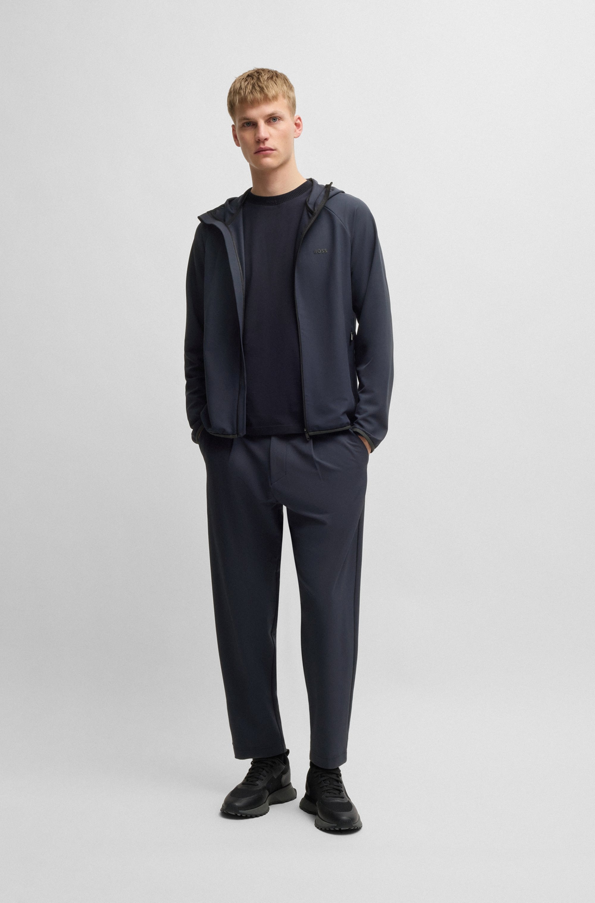BOSS GREEN Funktionsjacke »L Commuter«, mit Kapuze, mit gummiertem Markenlabel