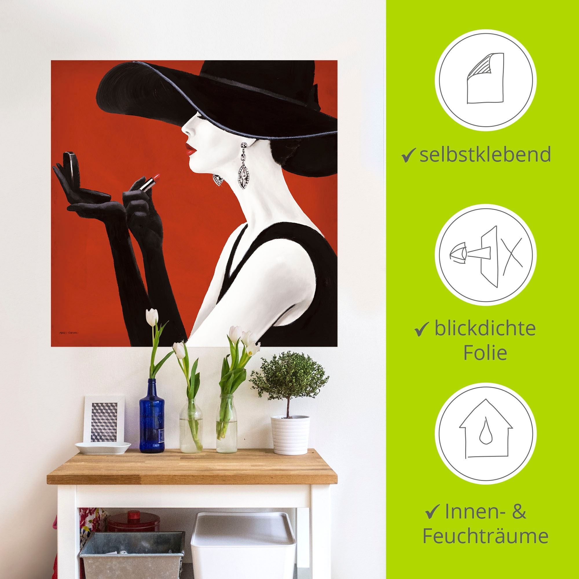 Artland Wandbild »Hut ab II«, Frau, (1 St.), als Leinwandbild, Poster, Wandaufkleber in verschied. Grössen