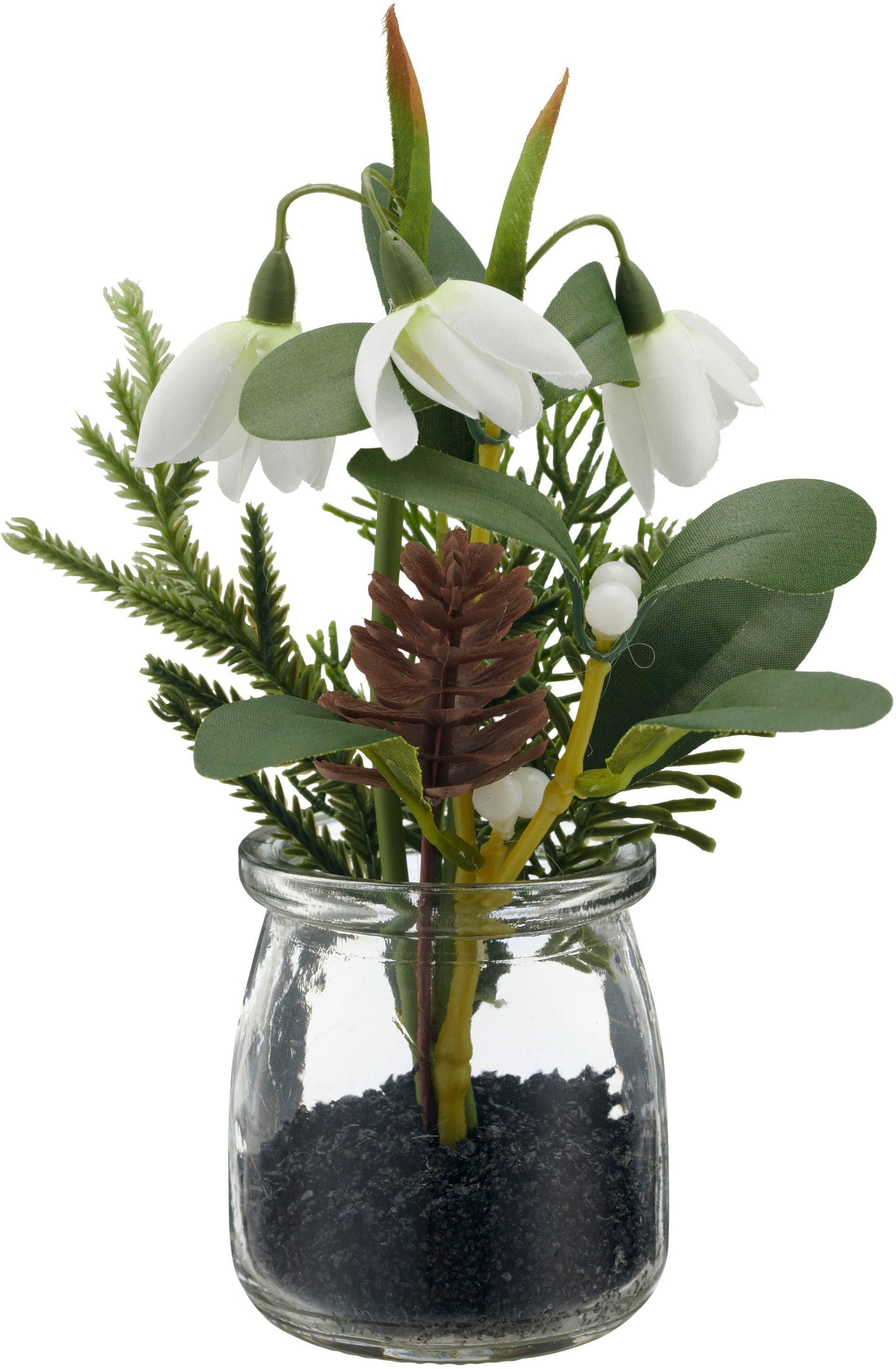 Creativ green Winterliche Kunstpflanze »Schneeglöckchen und Christrose« im attraktiven Glasgefäss