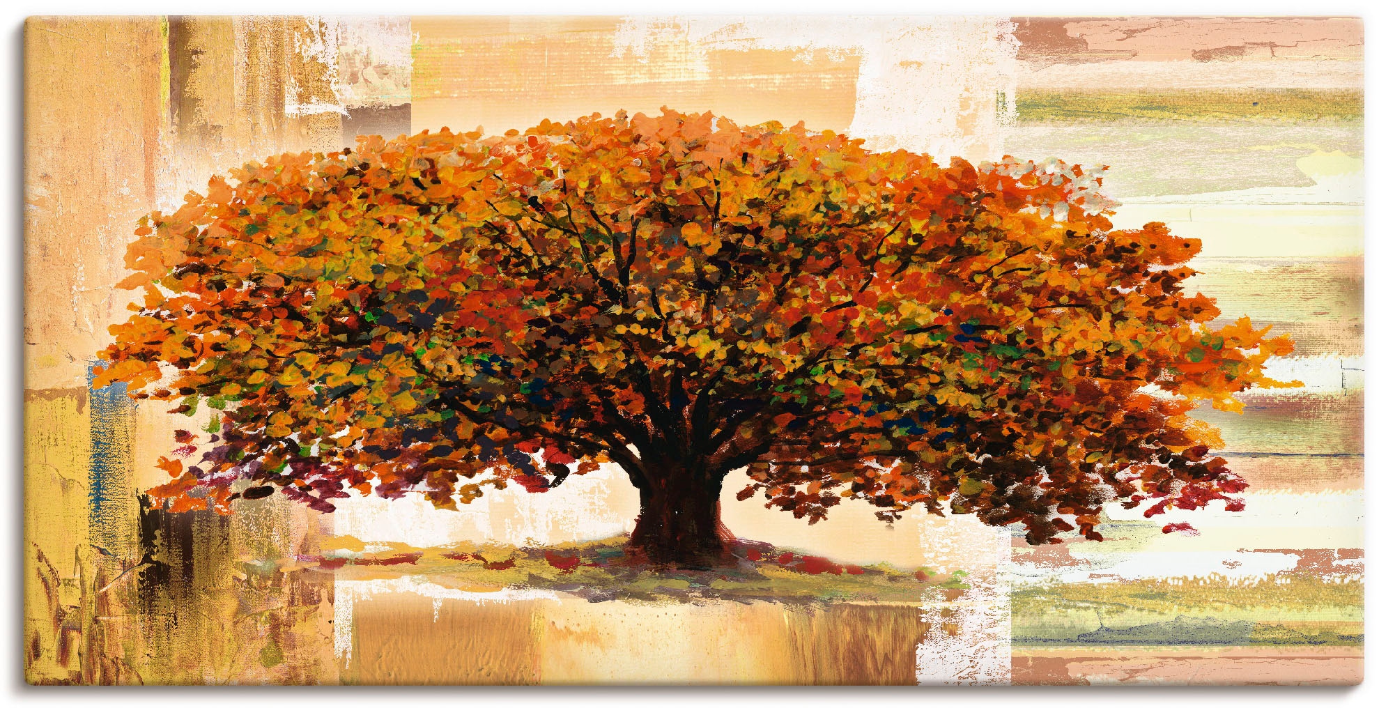 Image of Artland Wandbild "Herbstbaum auf abstraktem Hintergrund" Bäume 1 Stk. tlg. als Leinwandbild, Poster in verschied. Grössen