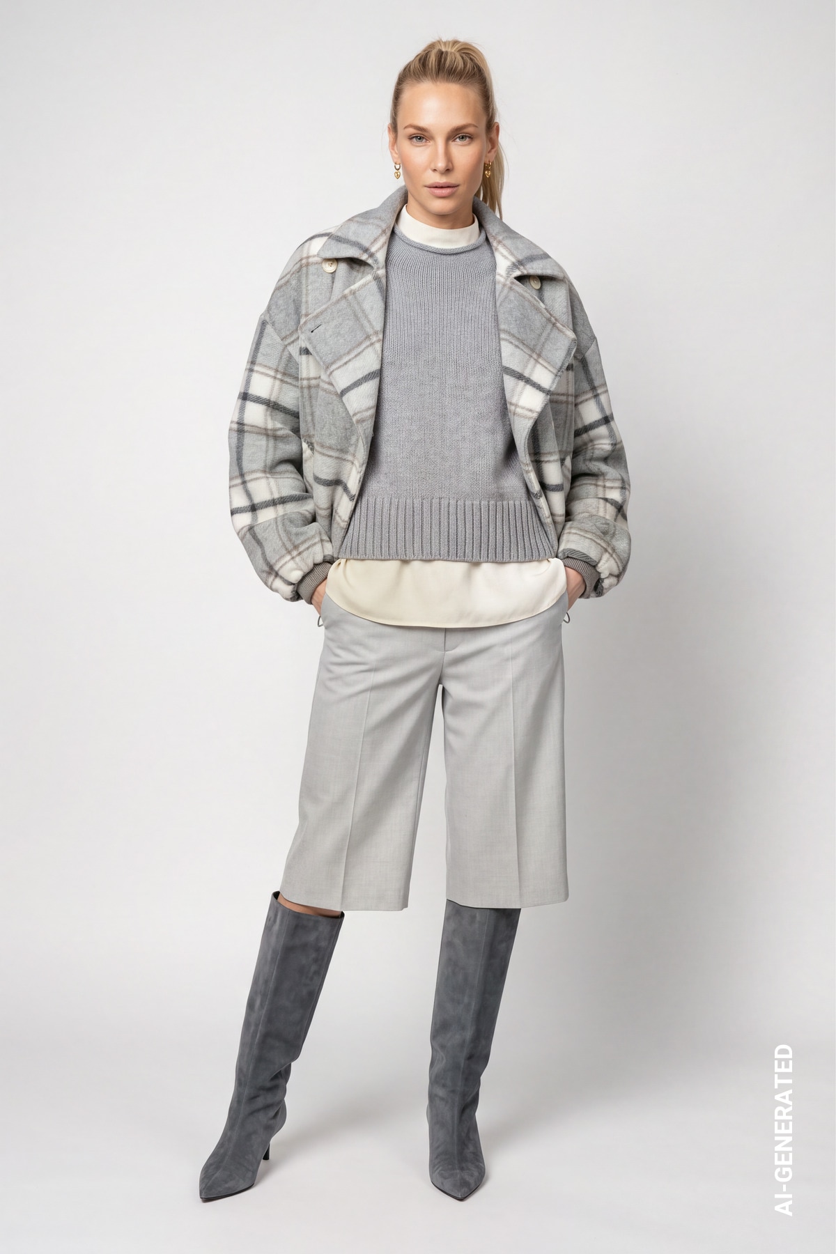 Monari Blouson »Jacke Karo« sans capuche Coupe régulière avec col revers