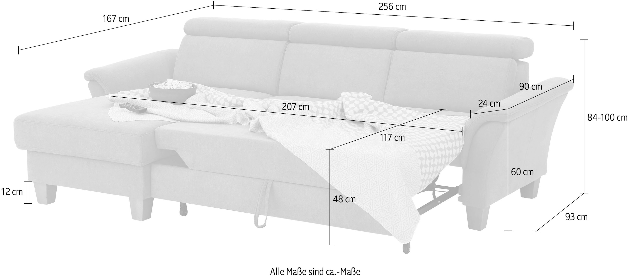 Home affaire Ecksofa »Conville L-Form«, Federkern, wahlweise mit Bettfunktion und Bettkasten bzw. Stauraum