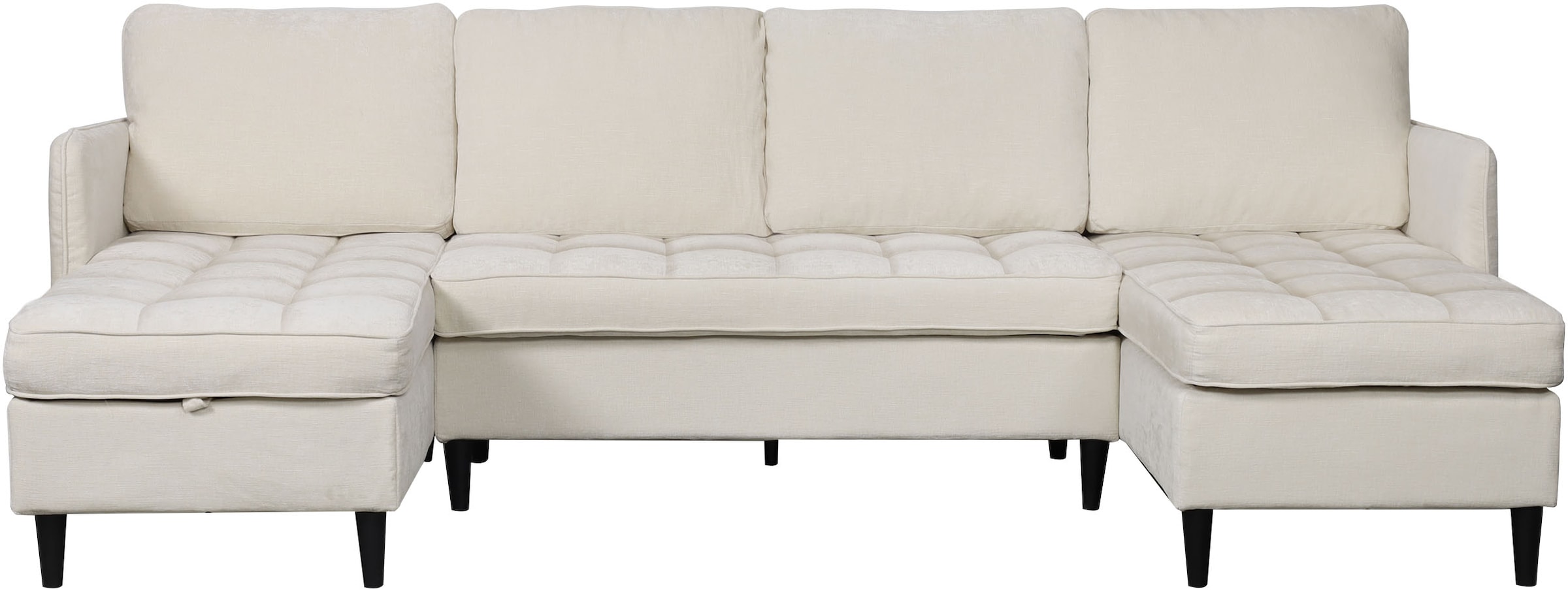 Dorel Home Wohnlandschaft »LINDHUS, Chenille, Modulsofa, verschiedene Stellvarianten« Breite als U-Form (254cm) mit Verbindern fixierbar, Recamiere,Stauraum