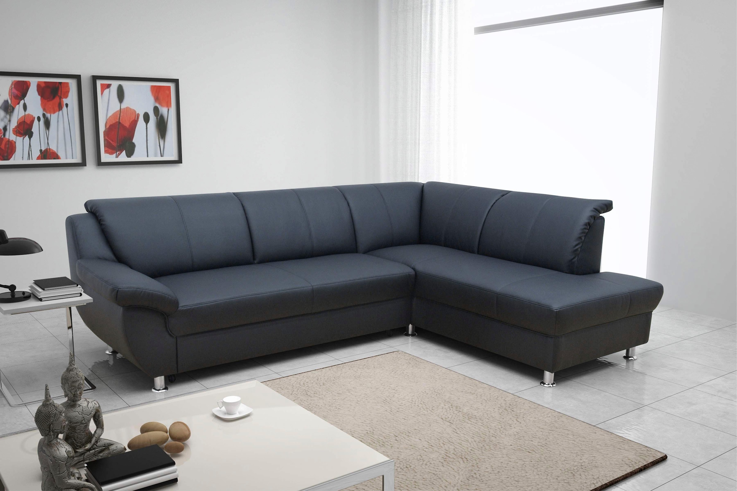 Image of DOMO collection Ecksofa "Pilar, elegant & zeitlos, komfortabel, bequeme Armlehnen, Breite 254cm" mit Ottomane, wahlweise mit Bettfunktion, L-Form