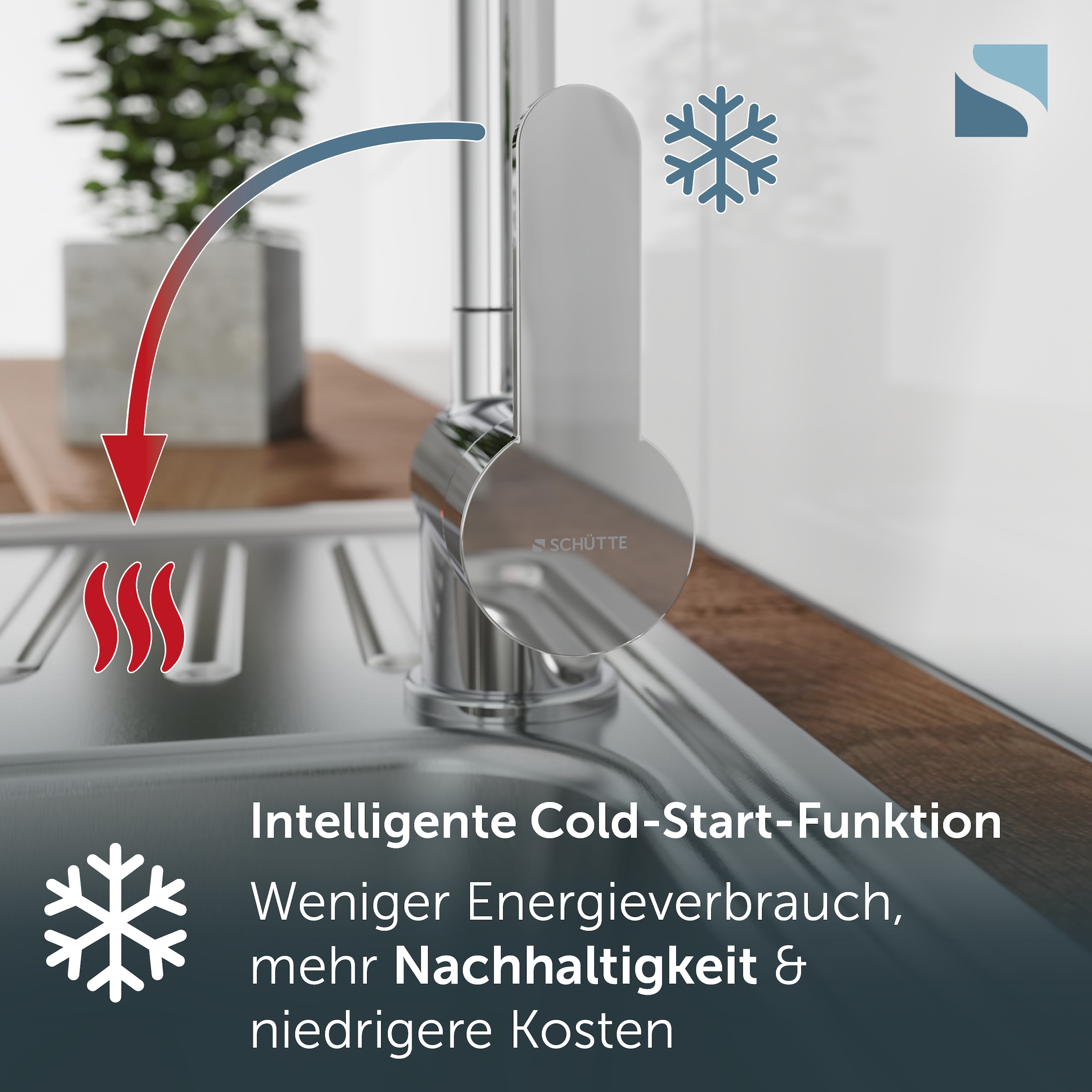 Schütte Robinet d'évier »LONDON« Hochdruckarmatur mit Cold-Start-Funkt., 360° schwenkbar, herausziehbar