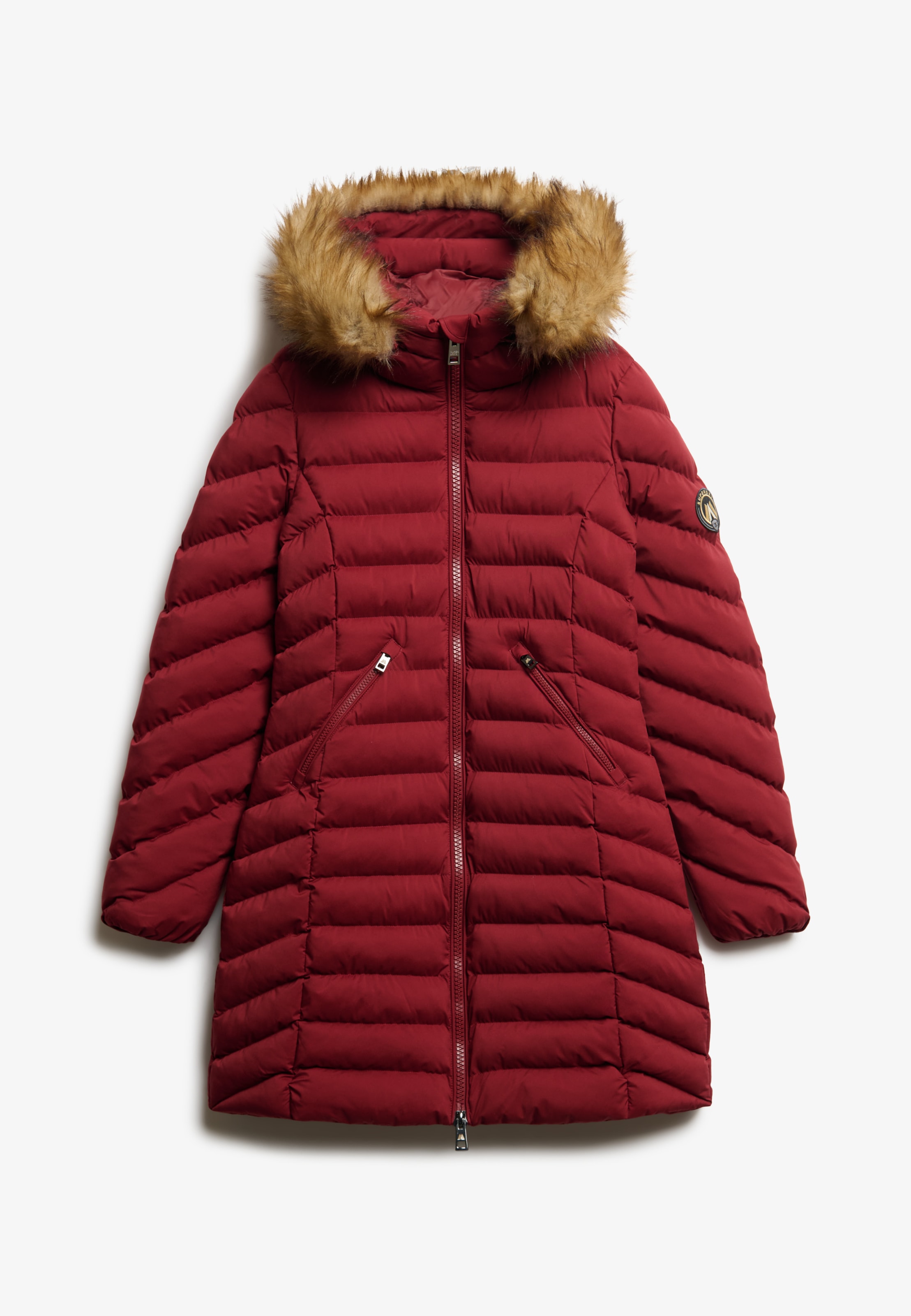 Superdry Steppjacke »FUJI FAUX FUR HOOD MID LENGTH«, mit Kapuze