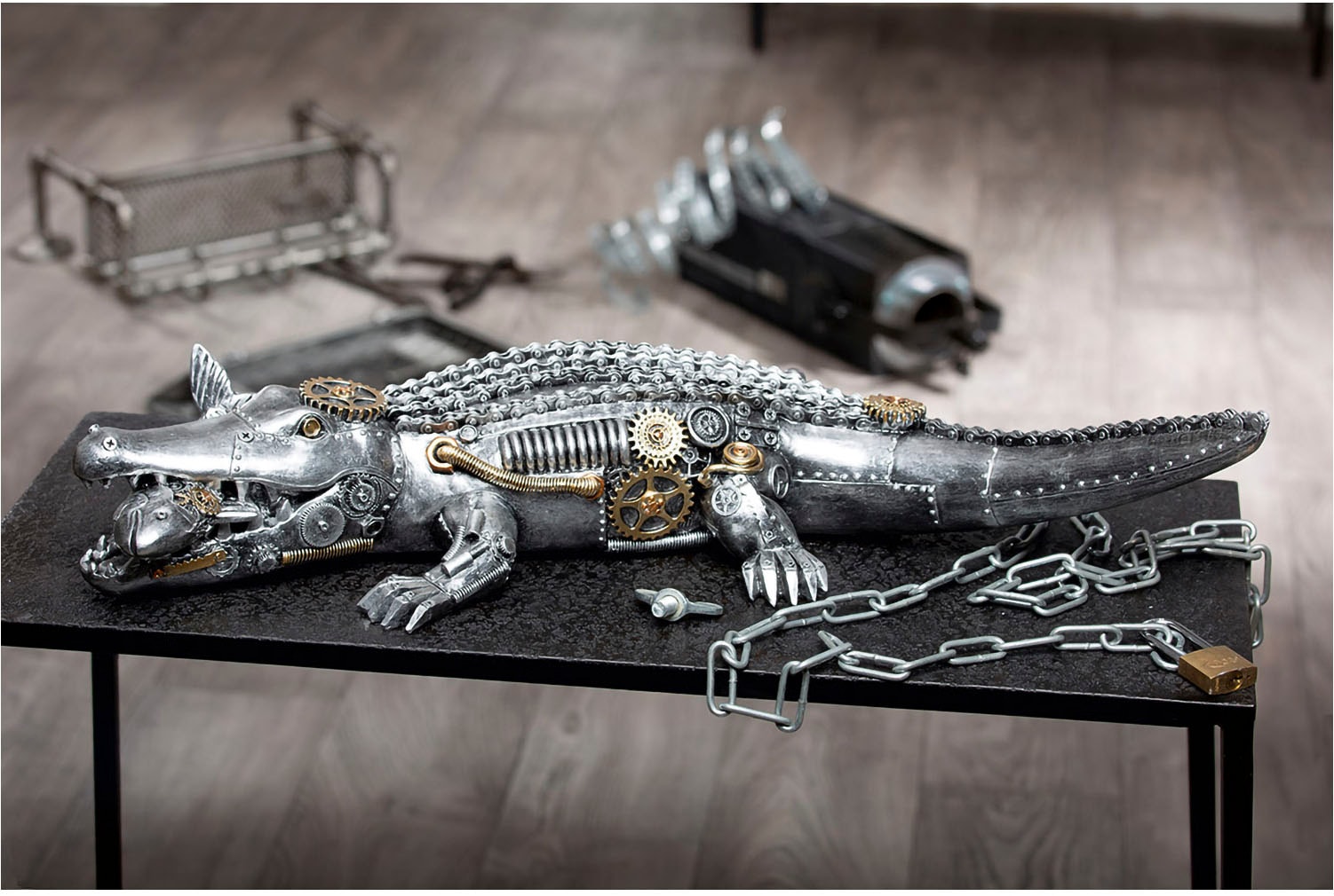 Tierfigur »Skulptur "Steampunk crocodile"«