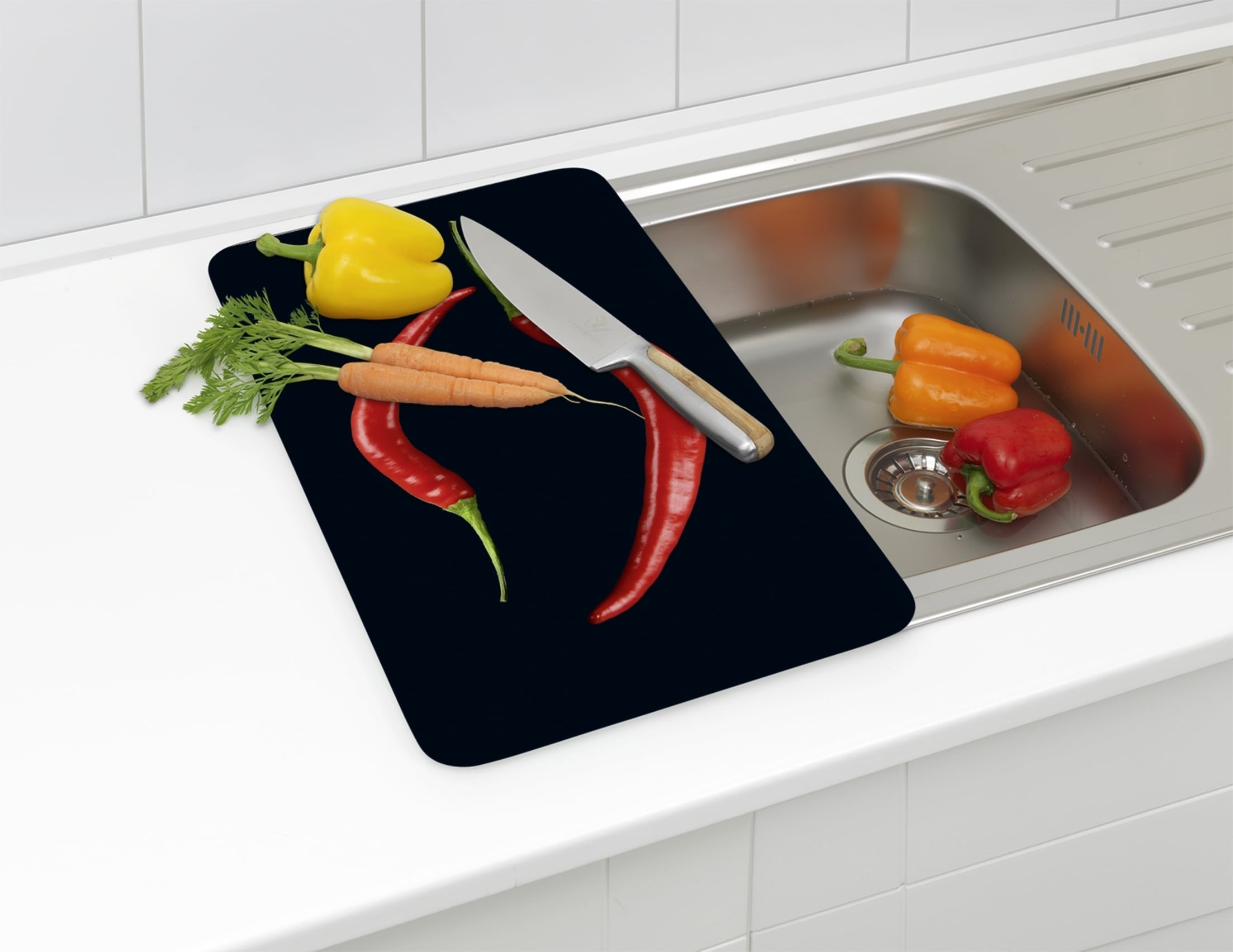 WENKO Herd-Abdeckplatte »Universal Modell Peperoni Duo«, (Set, 2 tlg.), Herdabdeckung für alle Herdarten, kratzfest, mit rutschfesten Füssen