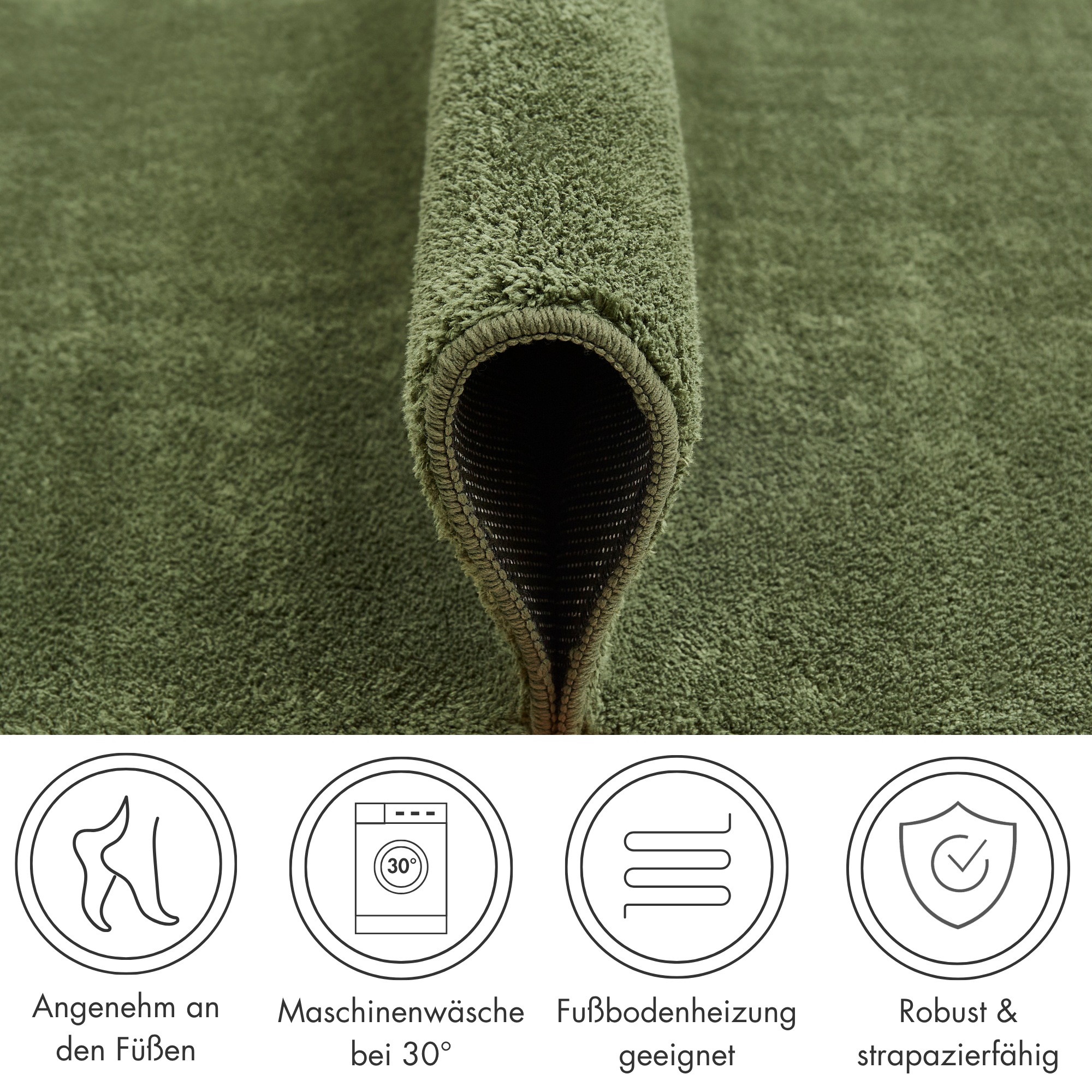 Andiamo Tapis »Arezzo« Rectangulaire 16 mm Höhe Uni Farben, weicher Flor, waschbar, ideal im Wohnzimmer & Schlafzimmer