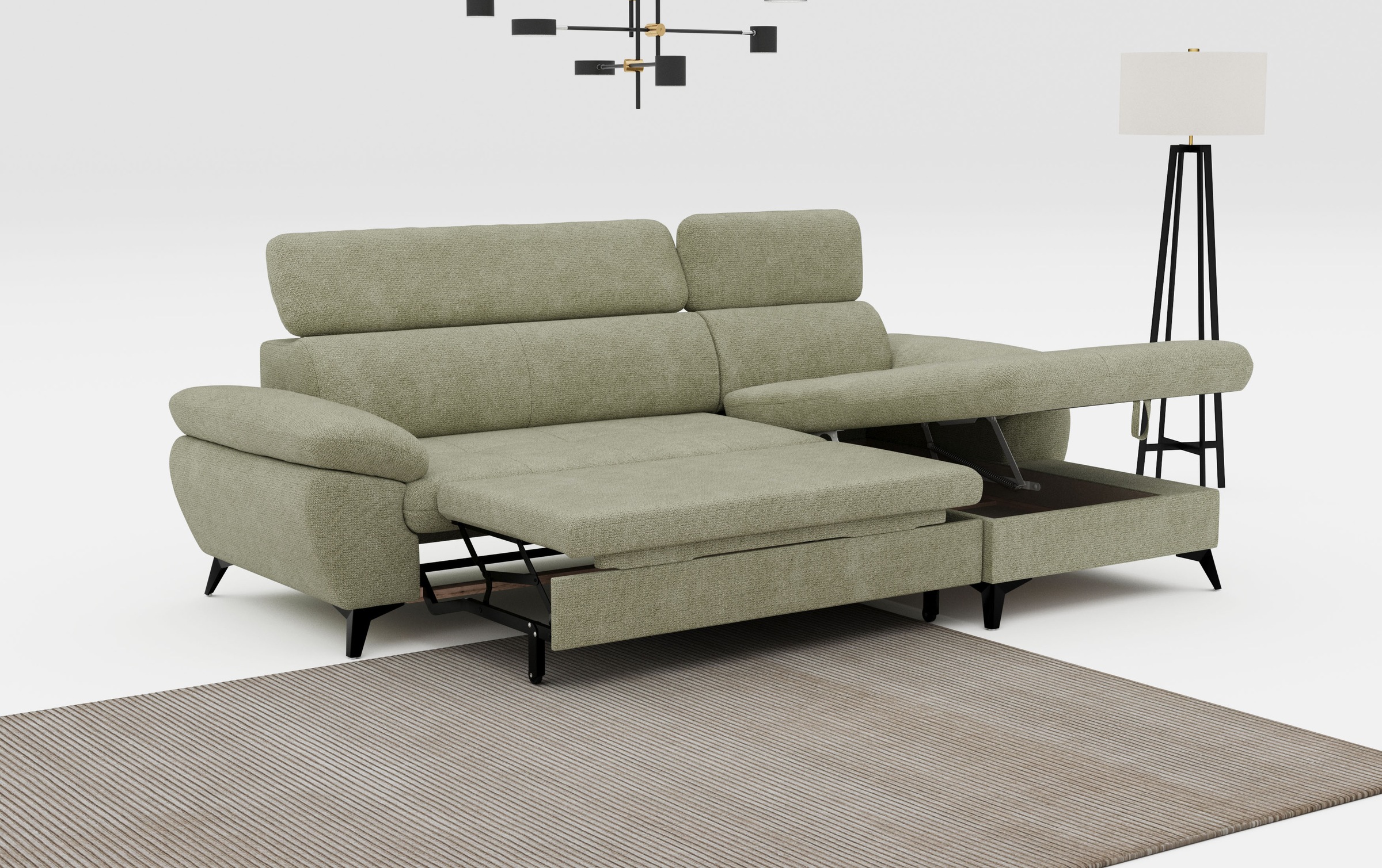COTTA Ecksofa »Hudson L-Form«, mit Kopfteilverstellung, wahlweise mit Bettfunktion & Bettkasten