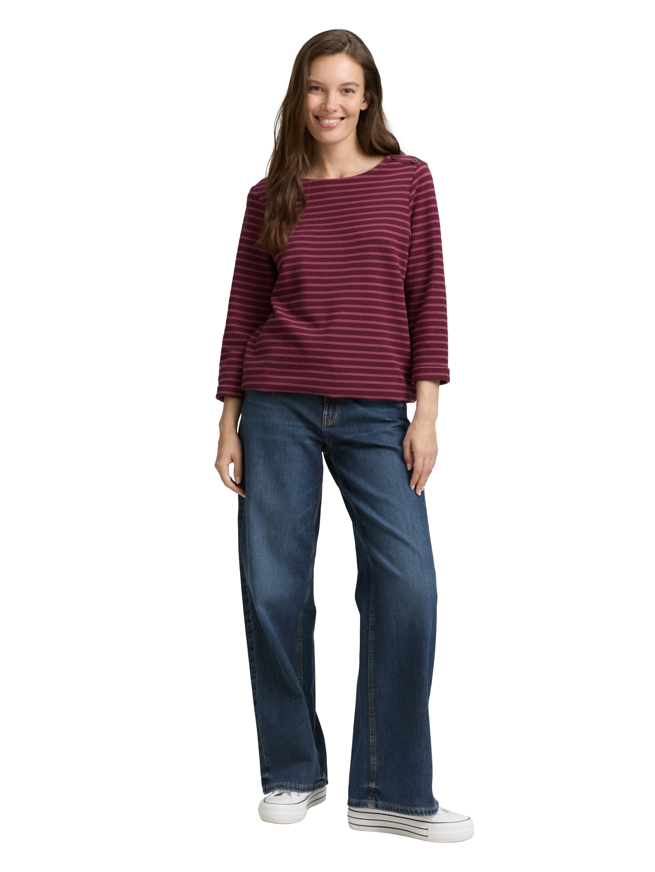 TOM TAILOR T-shirt à manches longues mit Knöpfen an der Schulter