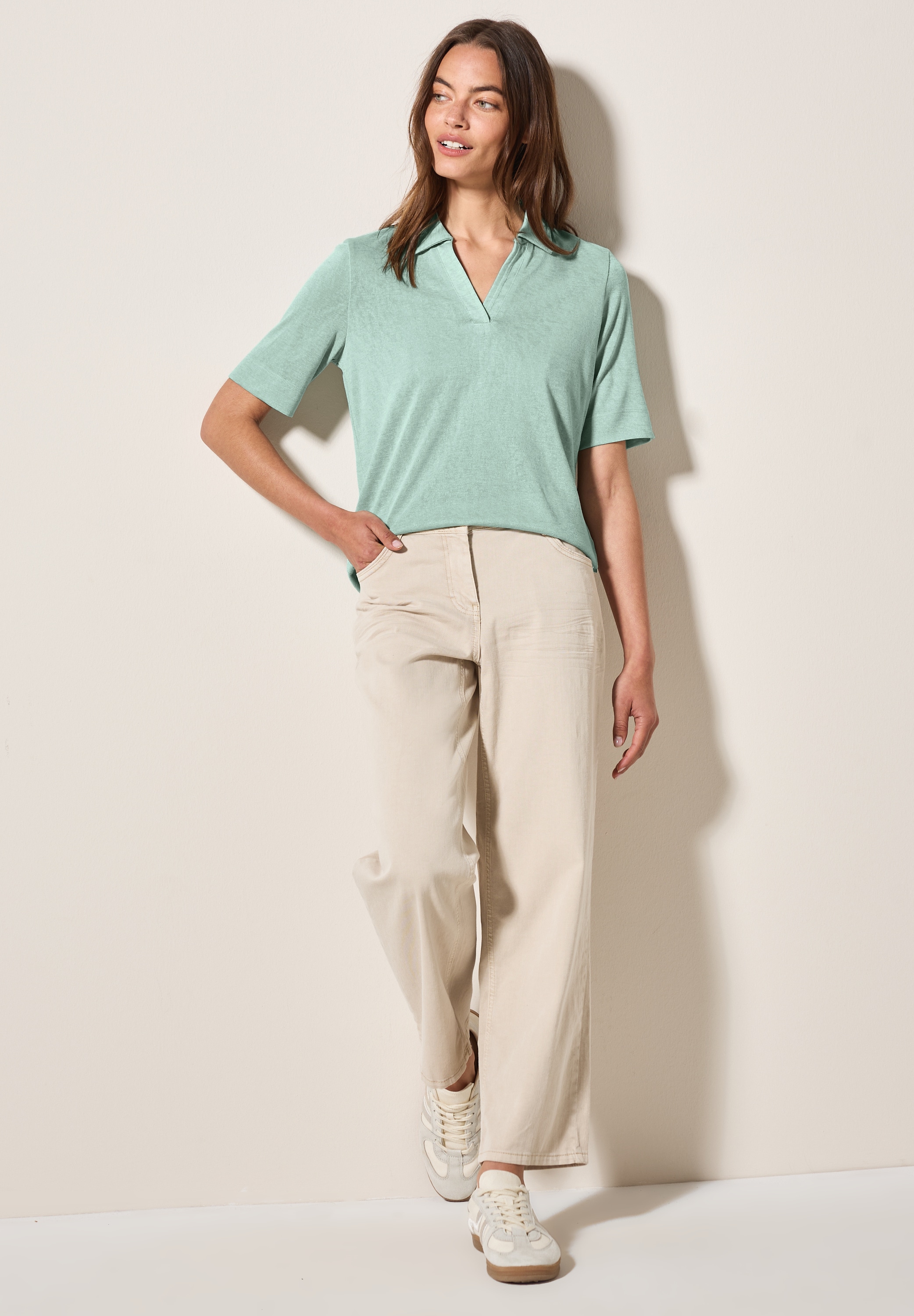 Cecil Poloshirt, in Leinen-Optik