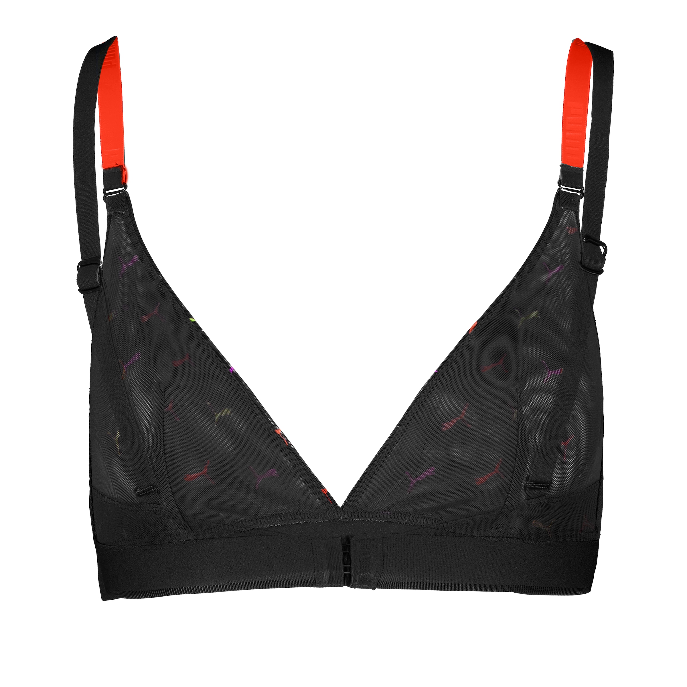 PUMA Bügelloser BH »PUMA WOMEN PRINTED MESH TRIANGLE TOP« mit buntem allover Logodruck, verstellbare Träger, mit Mesh-Details