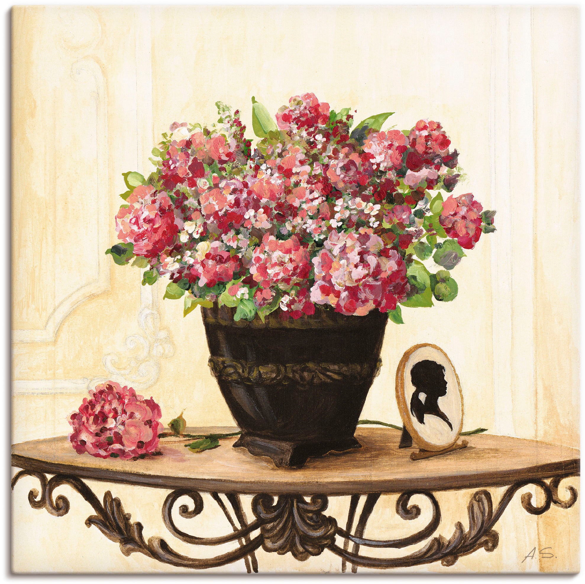 Image of Artland Leinwandbild "Bouquet von roten Hortensien" Arrangements 1 Stk. tlg. auf Holzrahmen gespannt