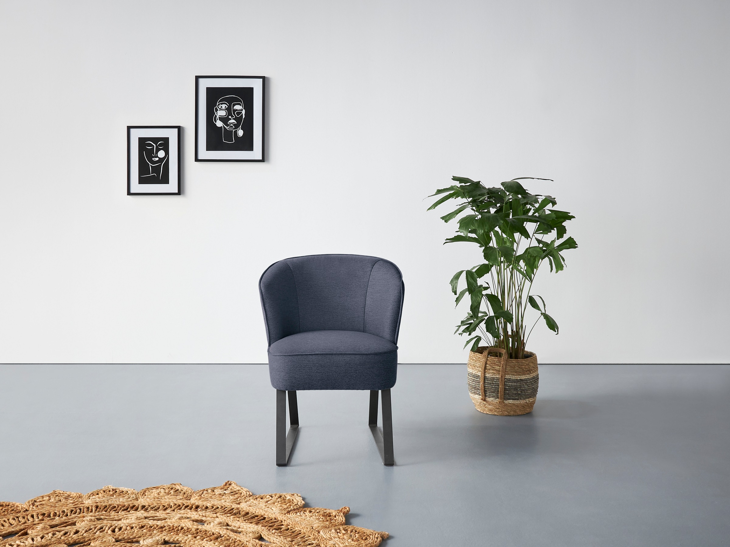 exxpo - sofa fashion Sessel »Americano, Loungesessel«, mit Keder und Metallfüssen, Bezug in verschiedenen Qualitäten, 1 Stck.