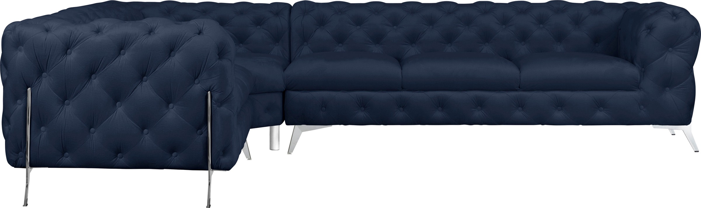 Leonique Chesterfield-Sofa »Amaury L-Form«, grosses Ecksofa, Chesterfield-Optik, Breite 323 cm, Fussfarbe wählbar