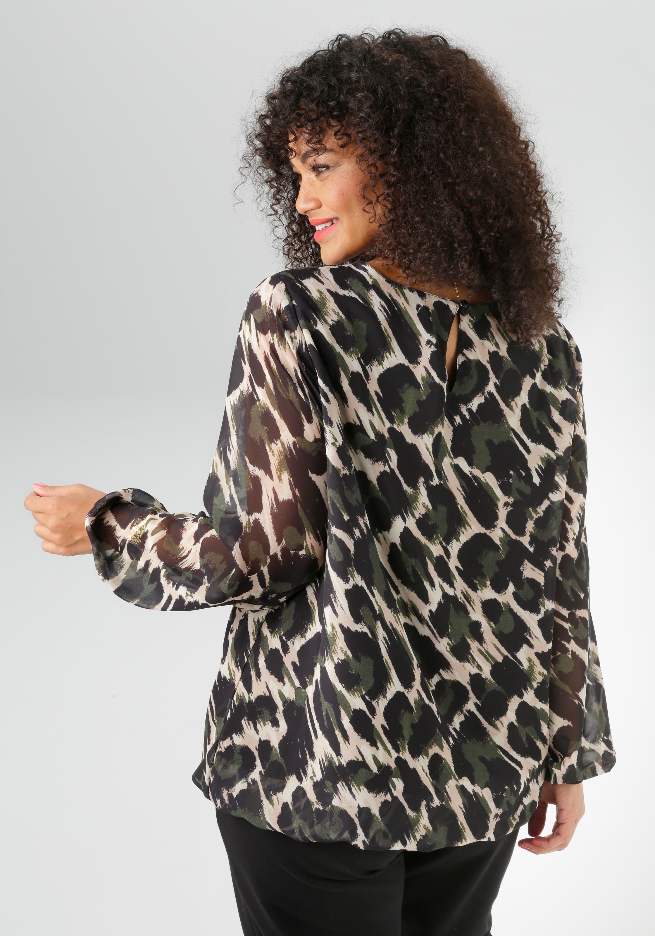 Aniston PLUS Schlupfbluse, mit blickdichtem Jerseyfutter - NEUE KOLLEKTION