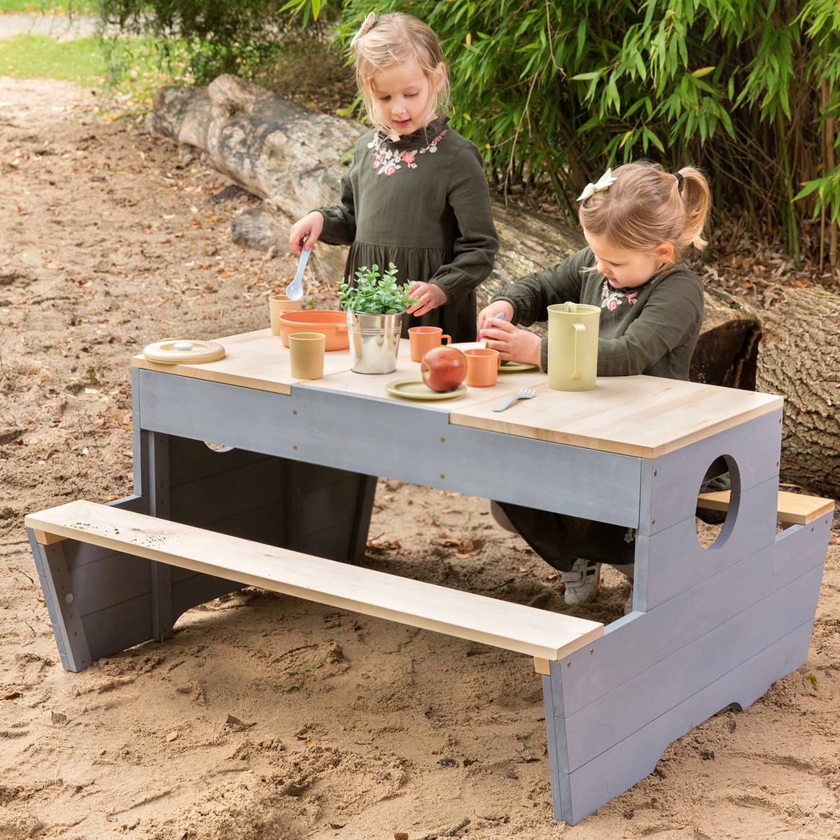 Image of MUDDY BUDDY® Garten-Kindersitzgruppe »Creator«, Outdoor Spieltisch, natur - wolkengrau bei Ackermann Versand Schweiz