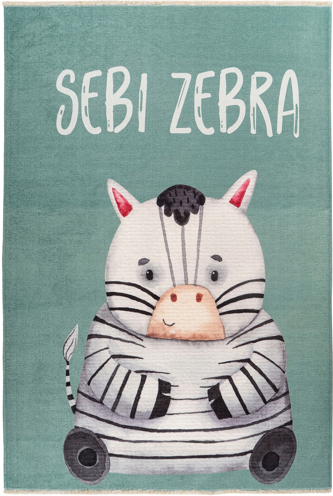 Obsession Kinderteppich "My Greta 614" rechteckig 6 mm Höhe Kurzflor, Motiv Zebra, mit Fransen, Kinderzimmer