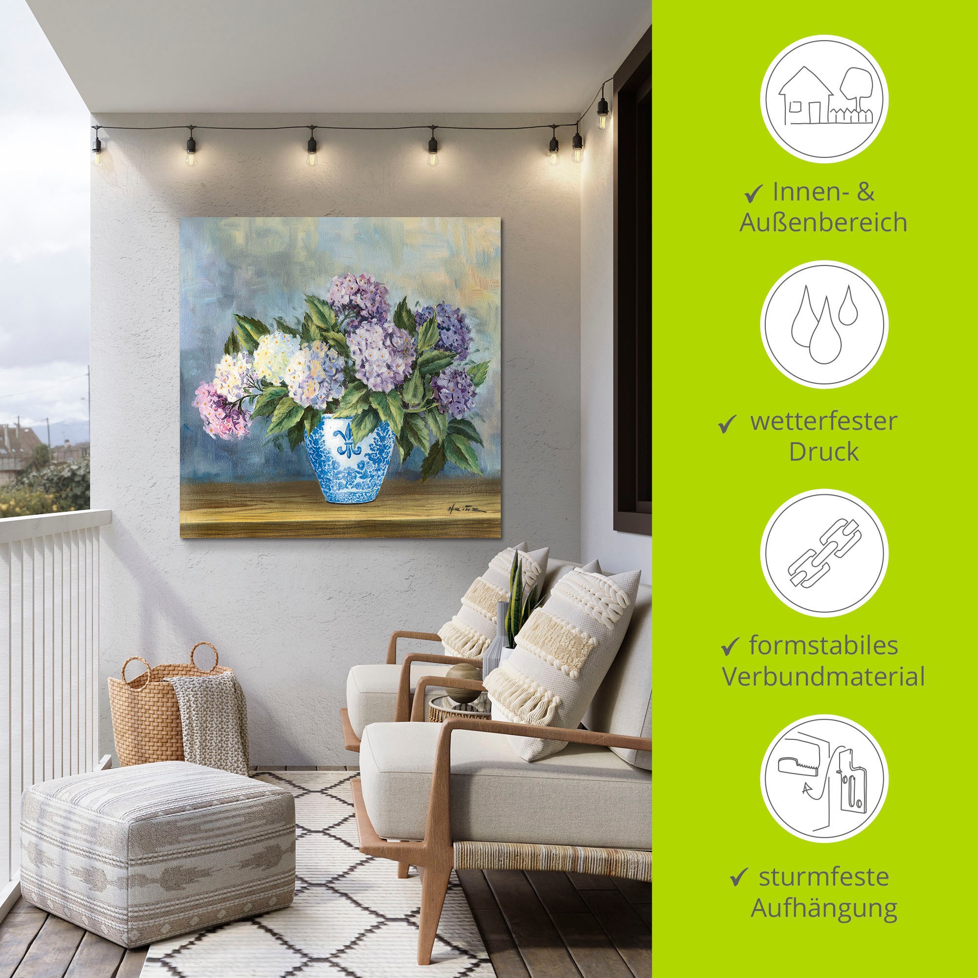 Artland Wandbild »Hortensien«, Blumenbilder, (1 St.), als Alubild, Outdoorbild, Leinwandbild in verschied. Grössen