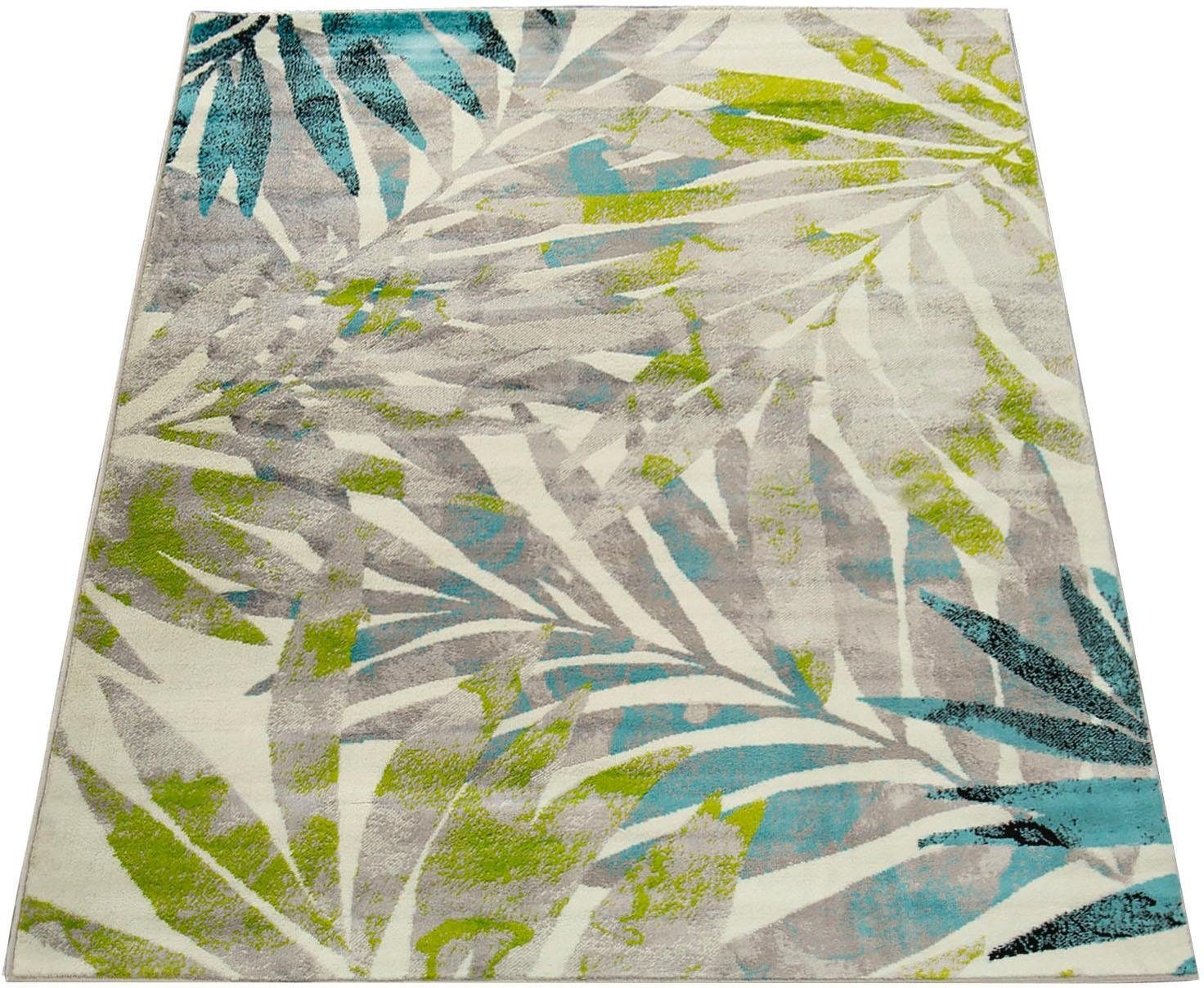 Image of Paco Home Teppich »Metro 162«, rechteckig, 13 mm Höhe, Kurzflor, Motiv Blätter, ideal im Wohnzimmer & Schlafzimmer bei Ackermann Versand Schweiz