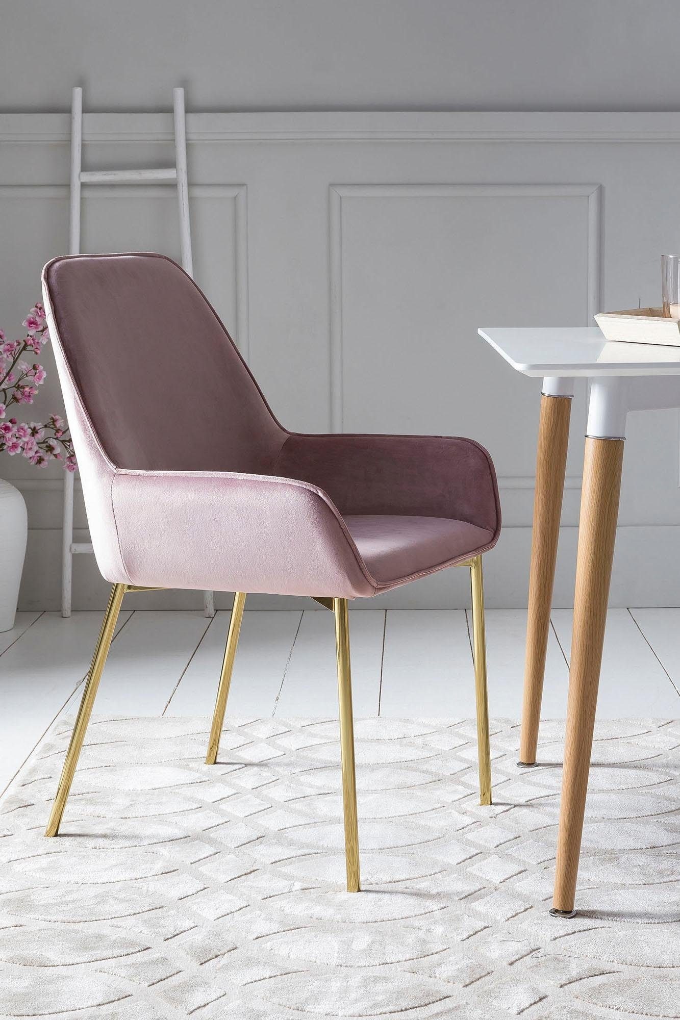 Image of SalesFever Armlehnstuhl, (Set), 2 St., Samtvelours, mit modernem, messingfarbenem Gestell bei Ackermann Versand Schweiz