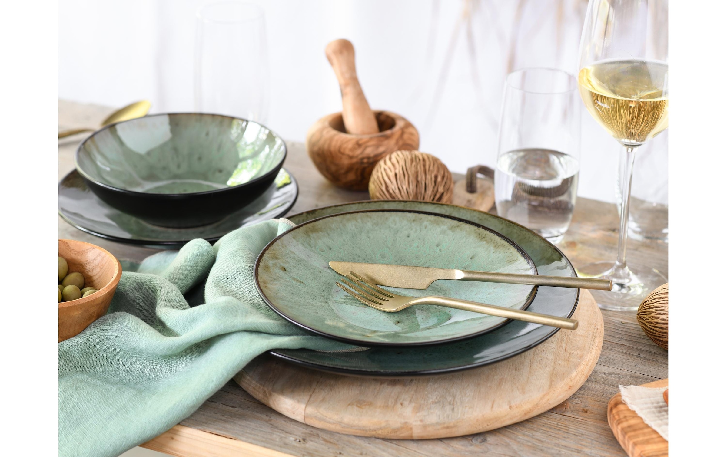 CreaTable Service combiné »Teller-Set Grün/Schwarz«