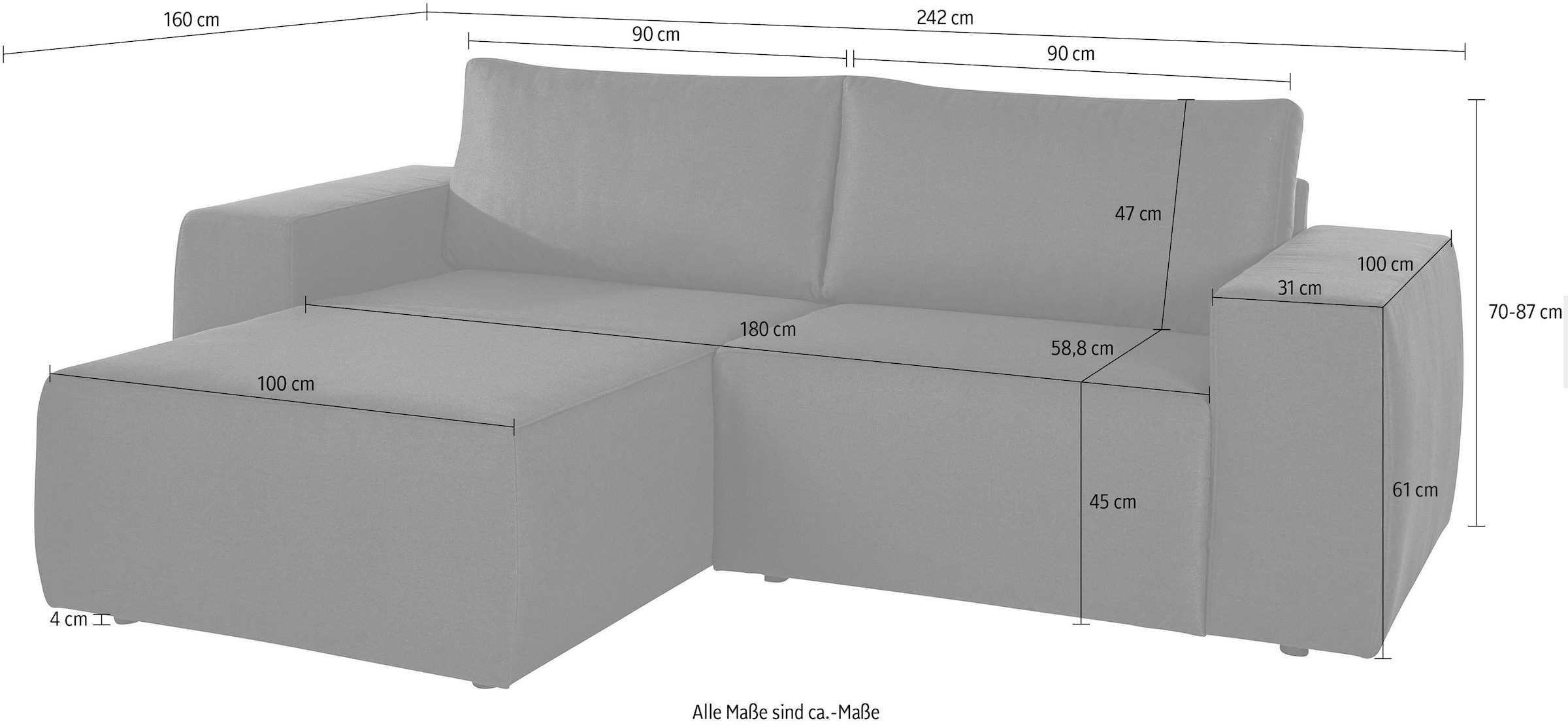 LOOKS by Wolfgang Joop Ecksofa »LooksII L-Form«, geradlinig und komfortabel