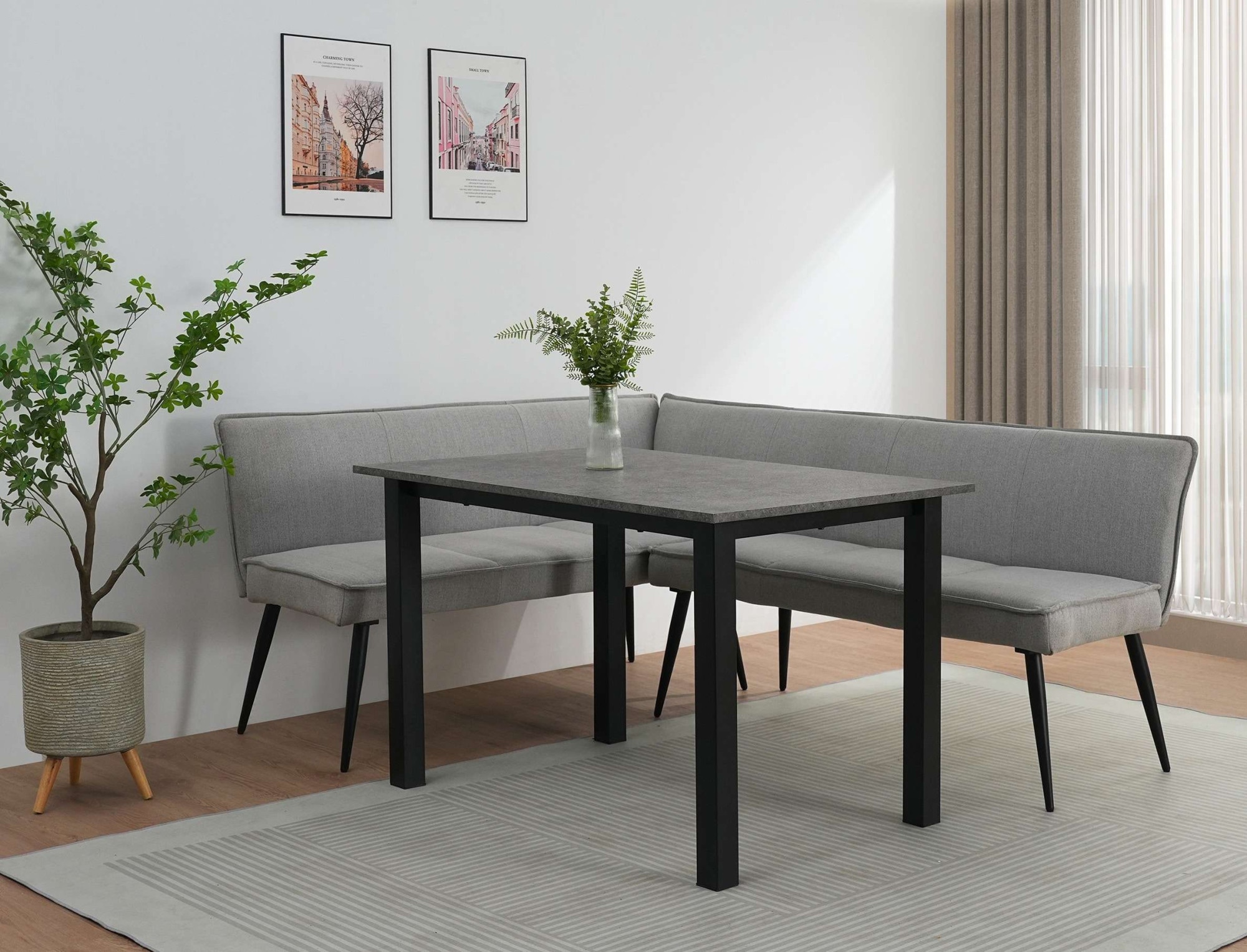 GOODproduct Essbank »Ianna« schwarze Metallbeine, pflegeleichtem Webstoff Bezug, Breite 193 cm