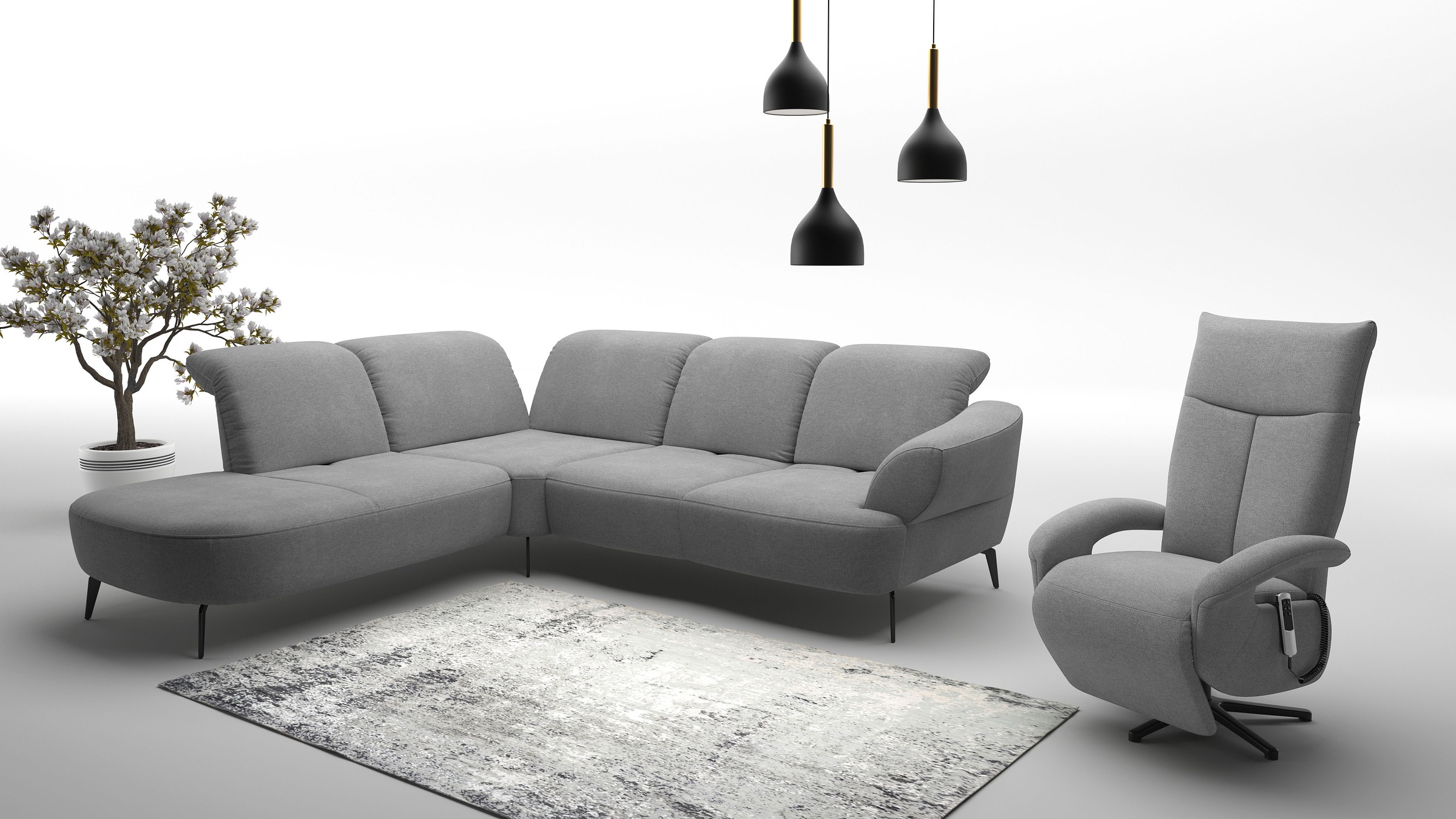 sit&more Ecksofa »Dance, L-Form, inkl. Sitztiefenverstellung«, inkl. Click&Seat, optional mit Kopfteilverstellung