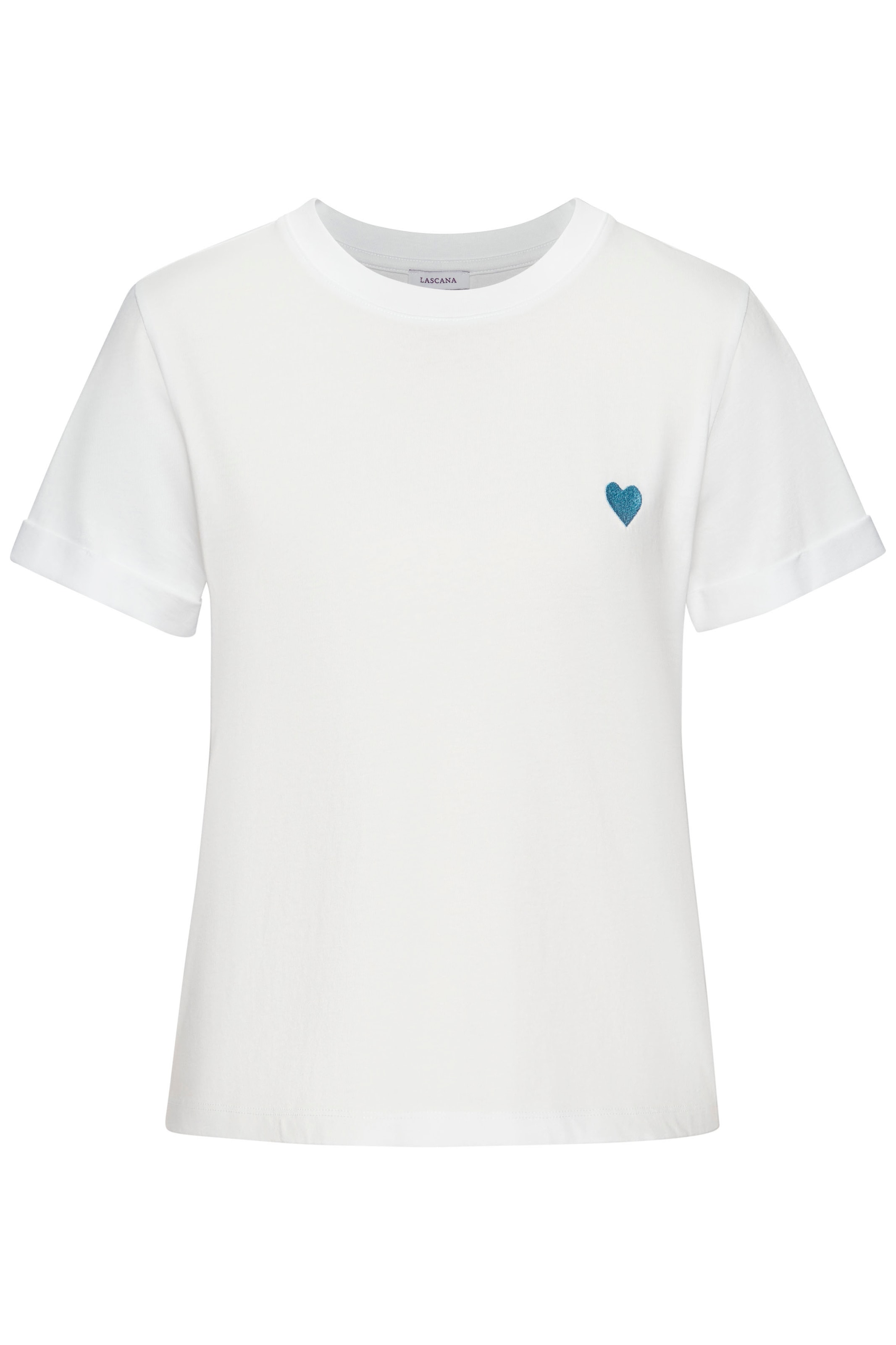 LASCANA T-Shirt, mit süsser Herz-Stickerei, Kurzarmshirt aus Baumwolle