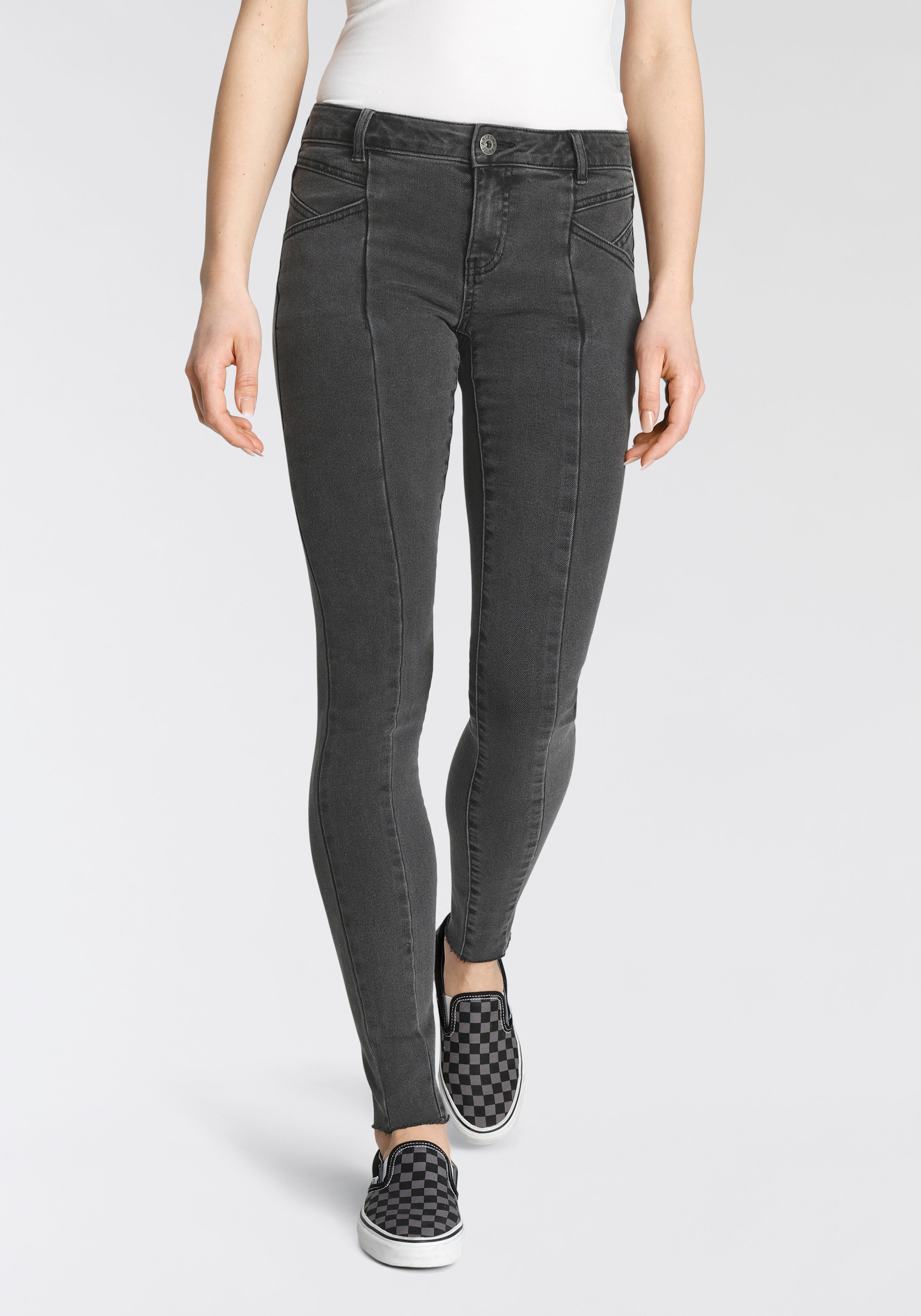 Arizona Skinny-fit-Jeans »Jeans offener Saum«, mit offenem Saum kaufen