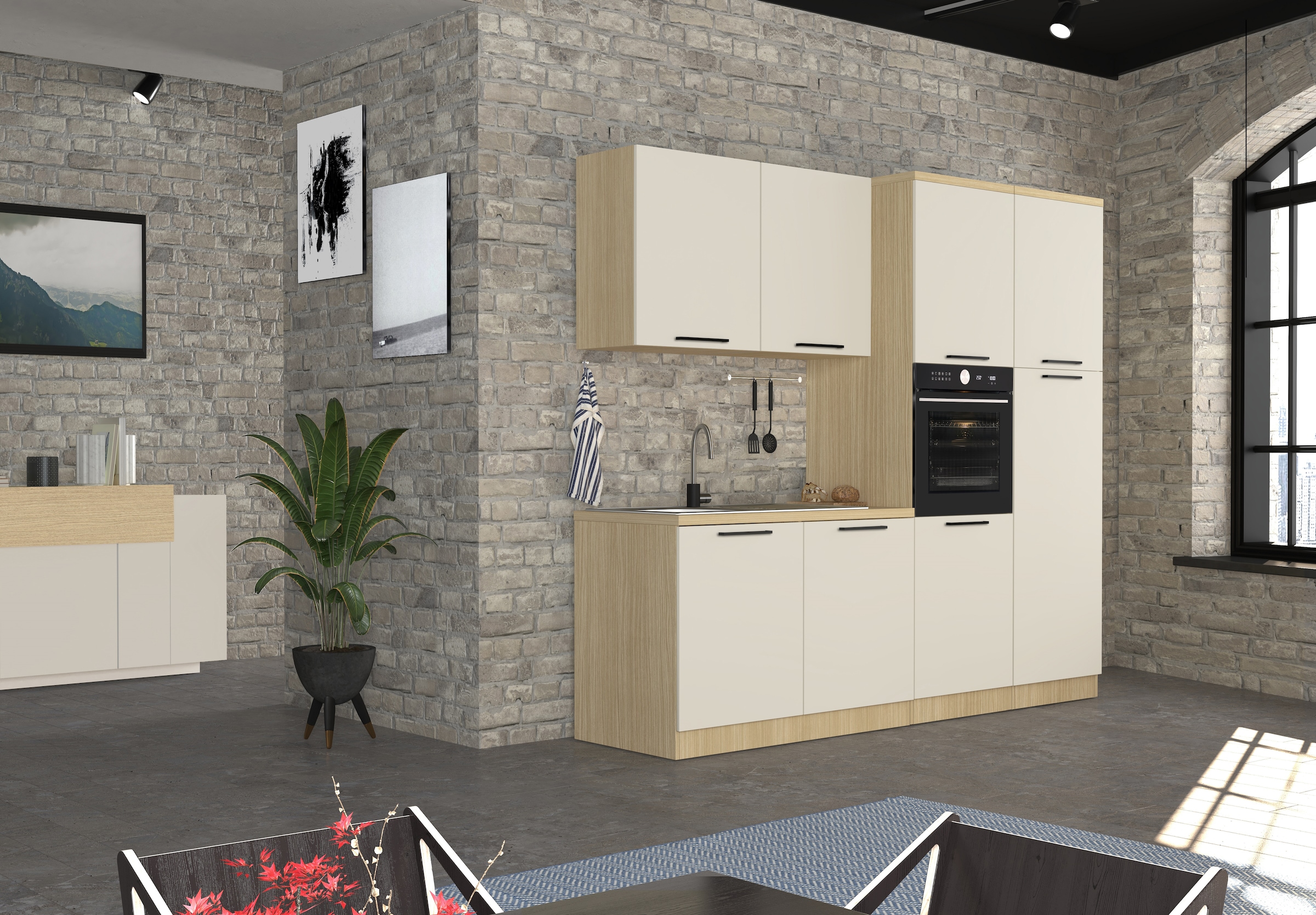 KOCHSTATION Meuble évier »Luna, Unterschrank für Spüle, Küchenspülenschrank, Made in  Italy« B/T/H: 120×60×85 cm, inklusive Einbauspüle und Siphon