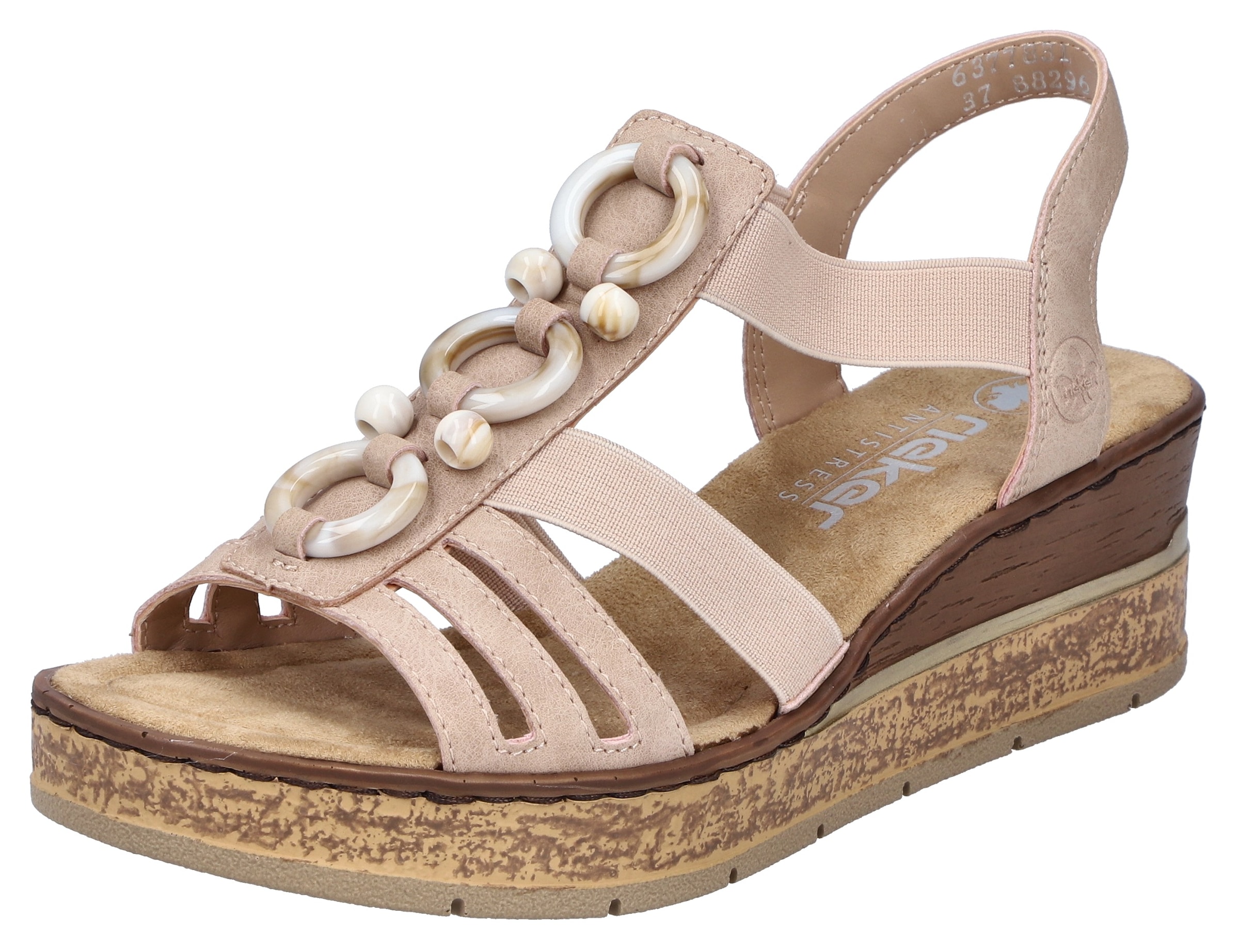 Image of Rieker Keilsandalette Sommerschuh, Plateausandale, Schlupfschuh mit seitlichen Gummizügen