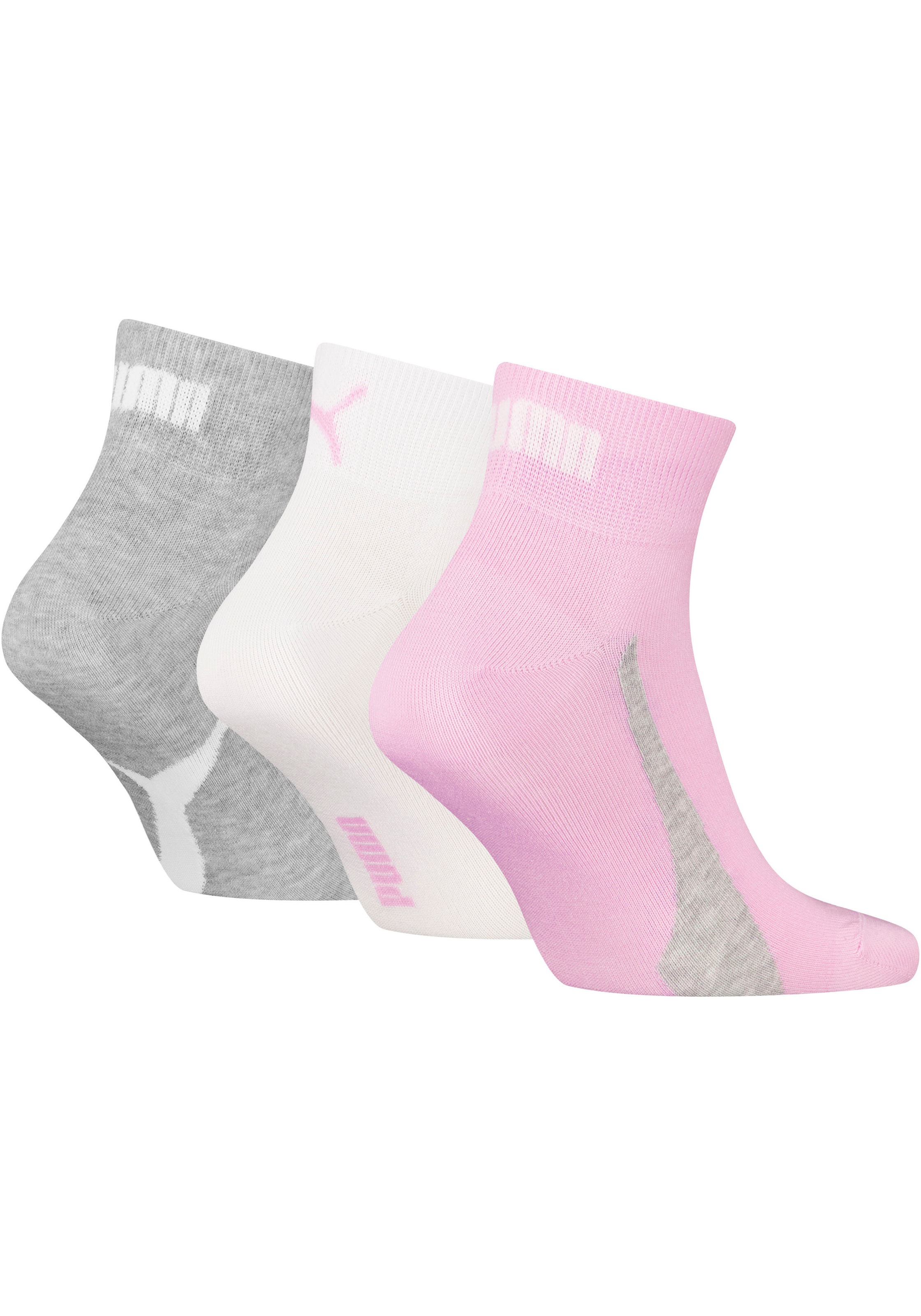 PUMA Kurzsocken »PUMA UNISEX LIFESTYLE QUARTER 3P« 3 Paar, 3 Stk. tlg. mit kurzem geripptem Schaft