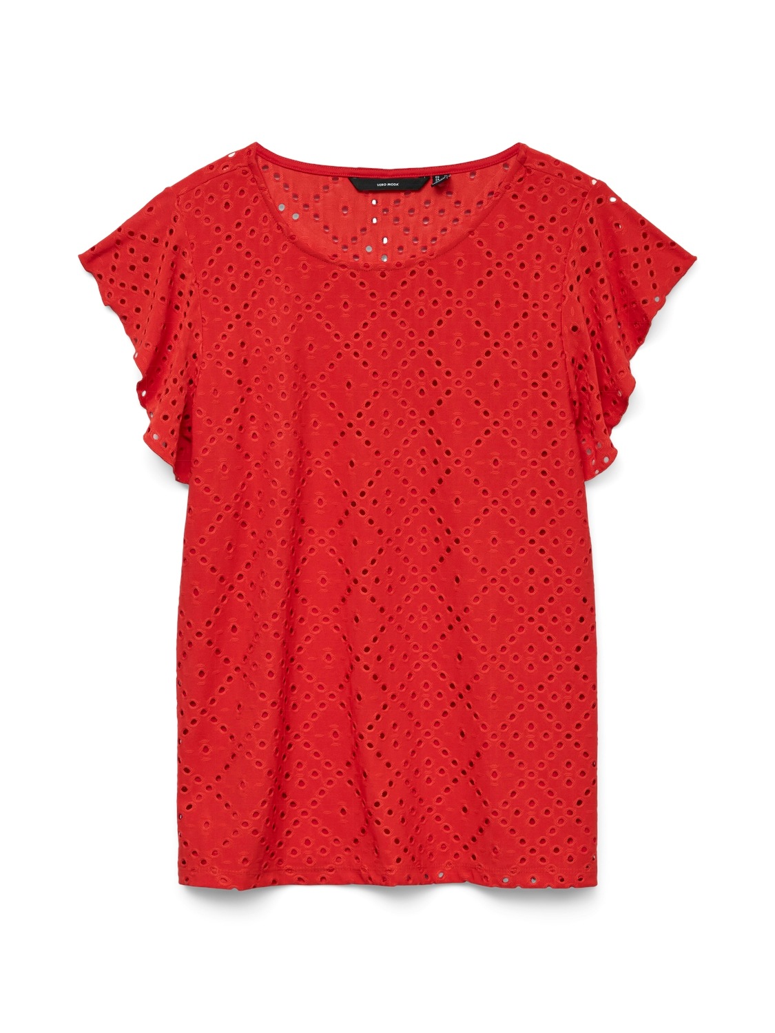 Vero Moda Rundhalsshirt »VMTASSA SL FRILL TOP NOOS«