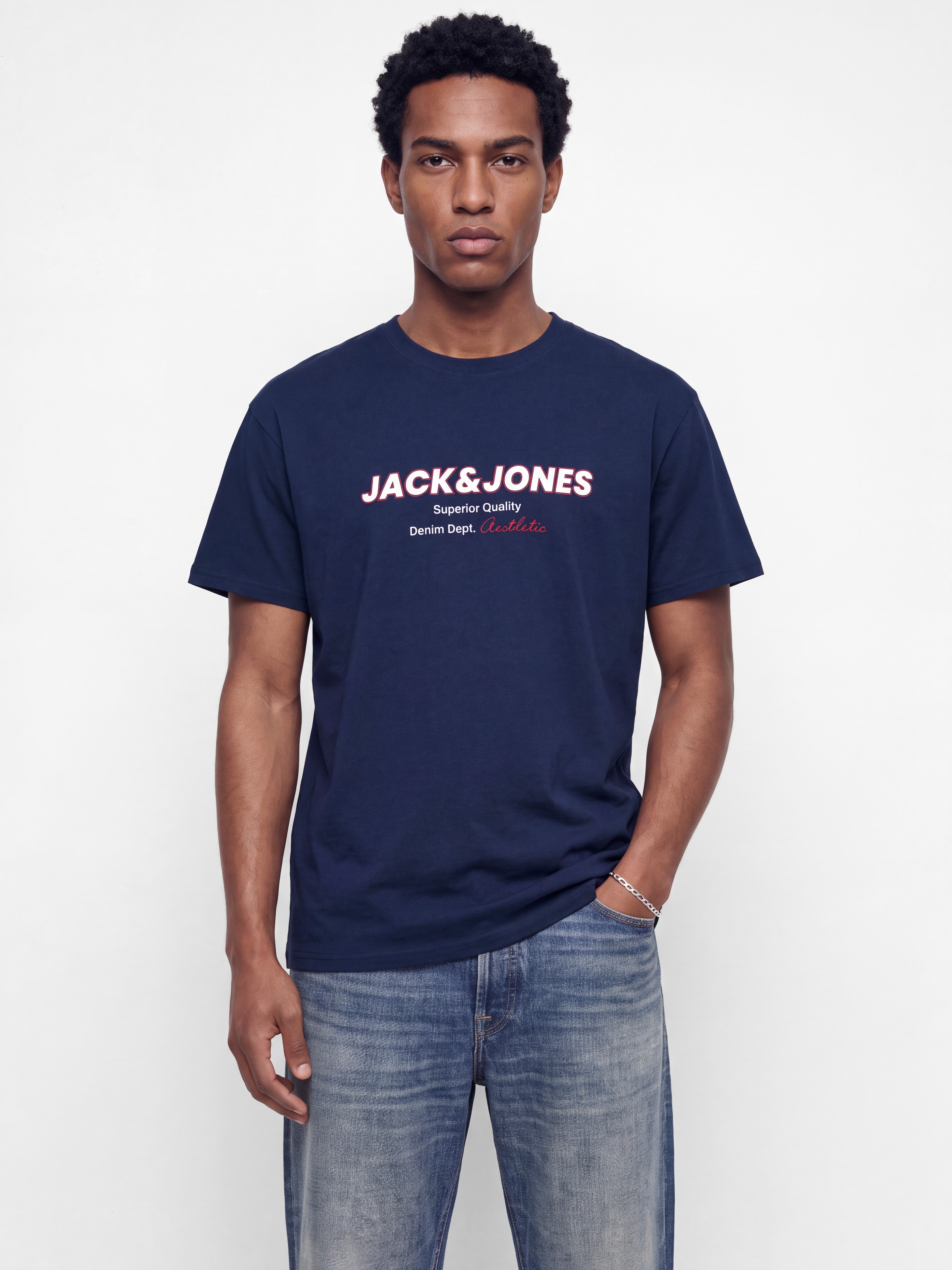 Image of Jack & Jones T-Shirt "JJABBO TEE SS CREW NECK" Baumwolle, locker geschnitten