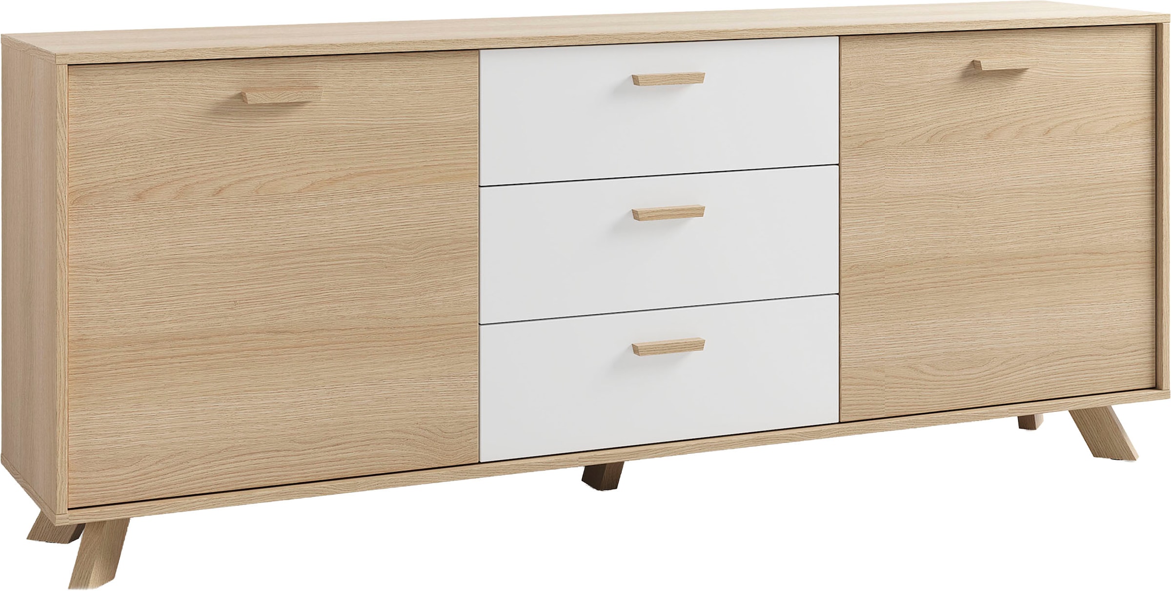 byLIVING Sideboard »Bastian« 1 cuis tlg. mit massiven Holzfüssen und Griffen, natürlicher Eichenlook, 180cm