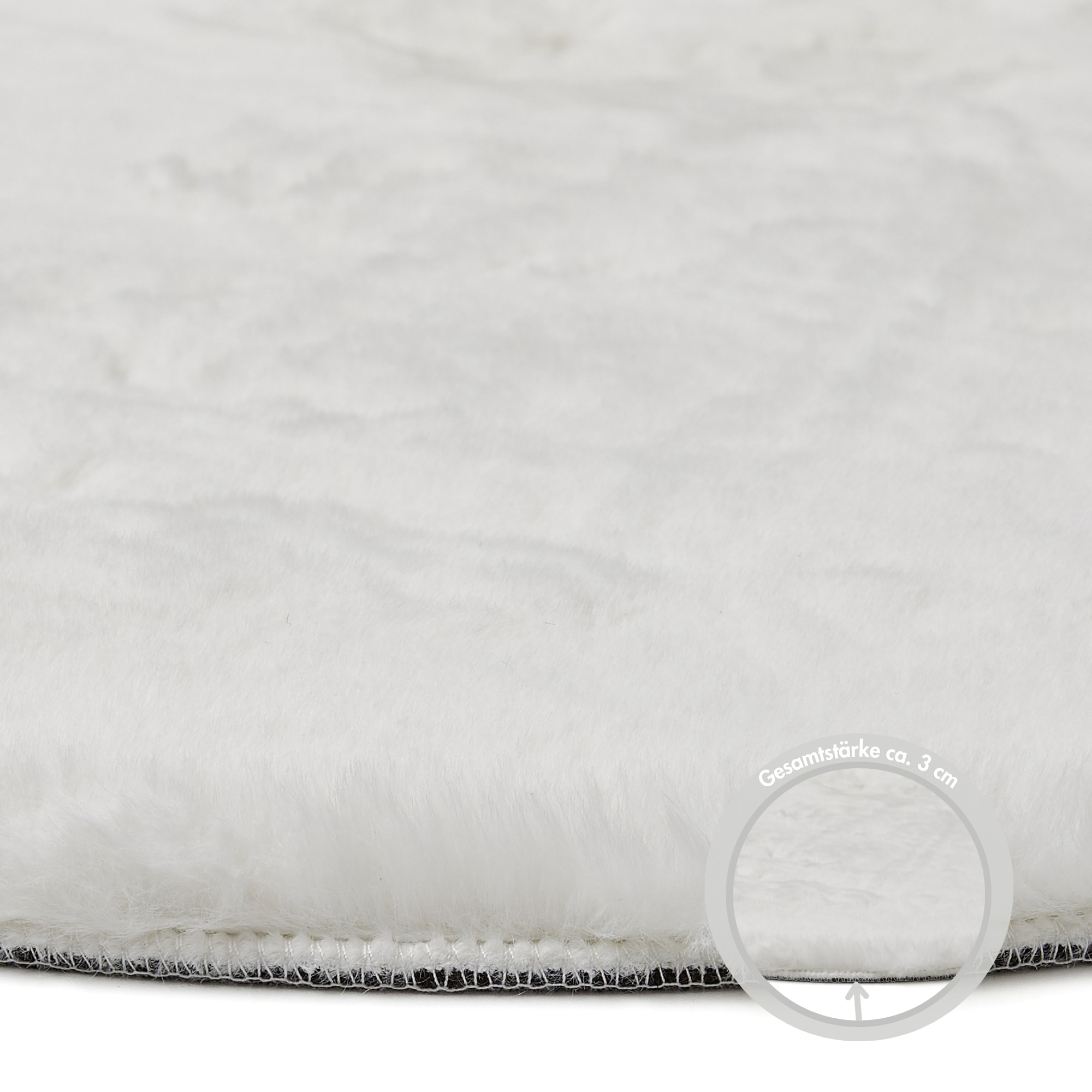 my home Tapis à poils longs »Lugano« Rond 30 mm Höhe Kunstfell, Uni Farben, sehr weich & kuschelig