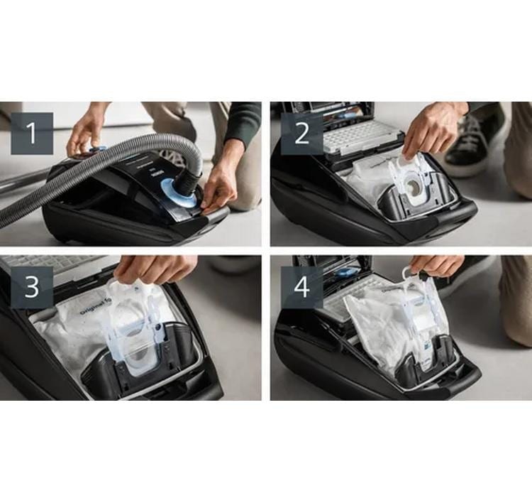 SIEMENS Bodenstaubsauger »Q 5.0 extreme silencePower VSQ5X1230, Made in Germany, Hygiene-Filter« 850 W mit Beutel hohe Saugkraft, integriertes Zubehör, langes Kabel, leise, schwarz