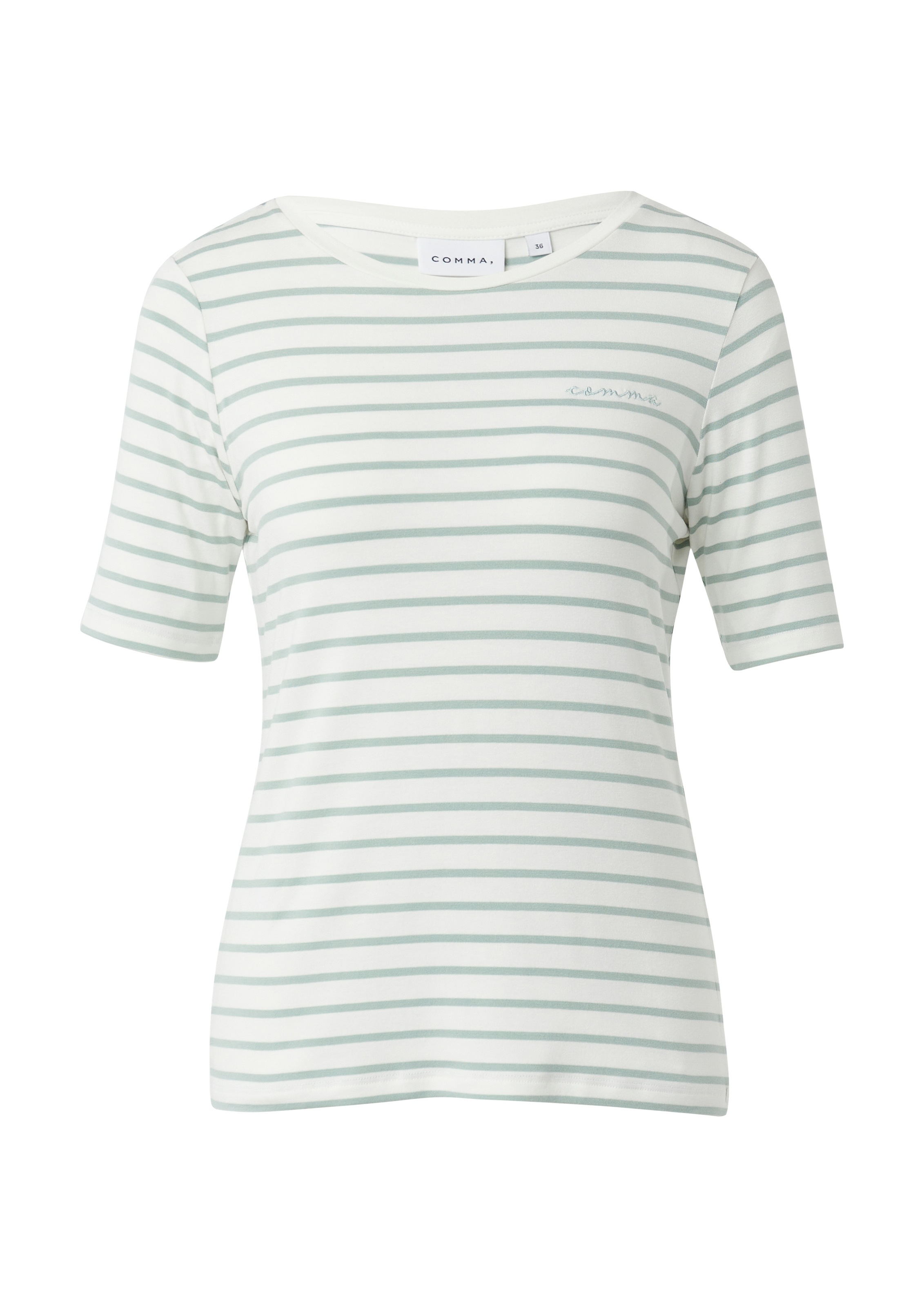 Comma T-Shirt, mit Logo Stickerei