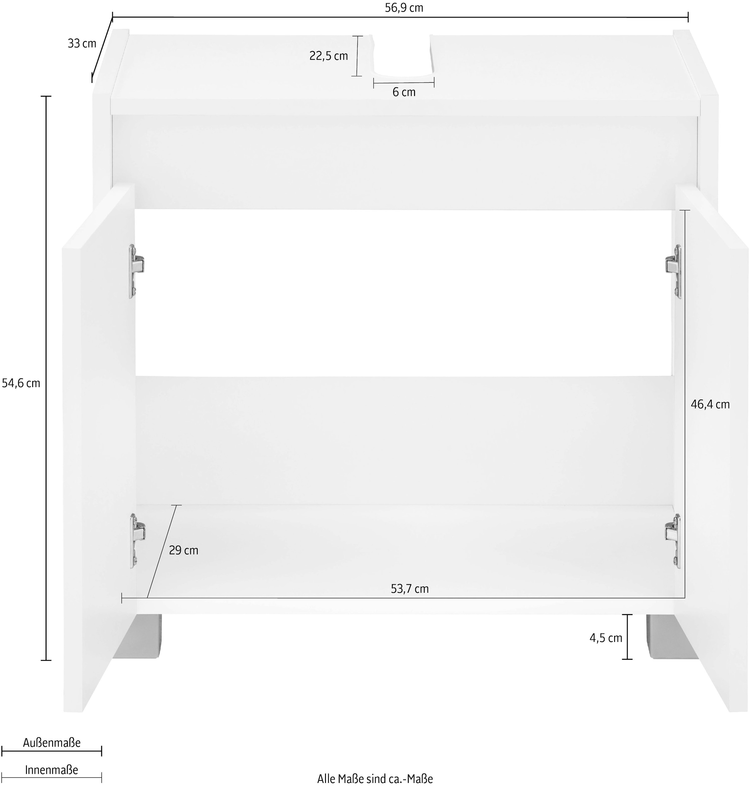 INOSIGN Waschbeckenunterschrank »List«, Breite 56,9 cm, Höhe 54,6 cm, grifflos, Siphonausschnitt