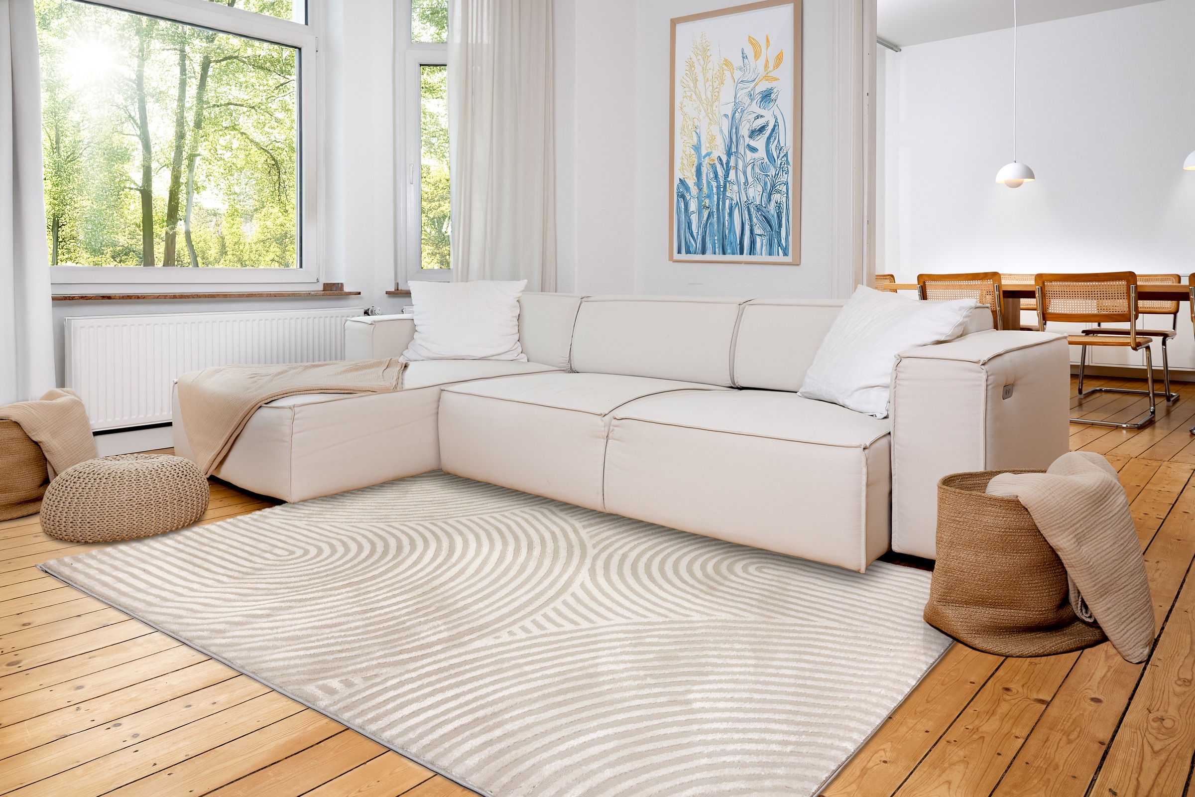 ASTRA Teppich »Jules 253«, rechteckig, 8 mm Höhe, Hoch Tief Struktur, Kurzflor, Wohnzimmer, Schlafzimmer
