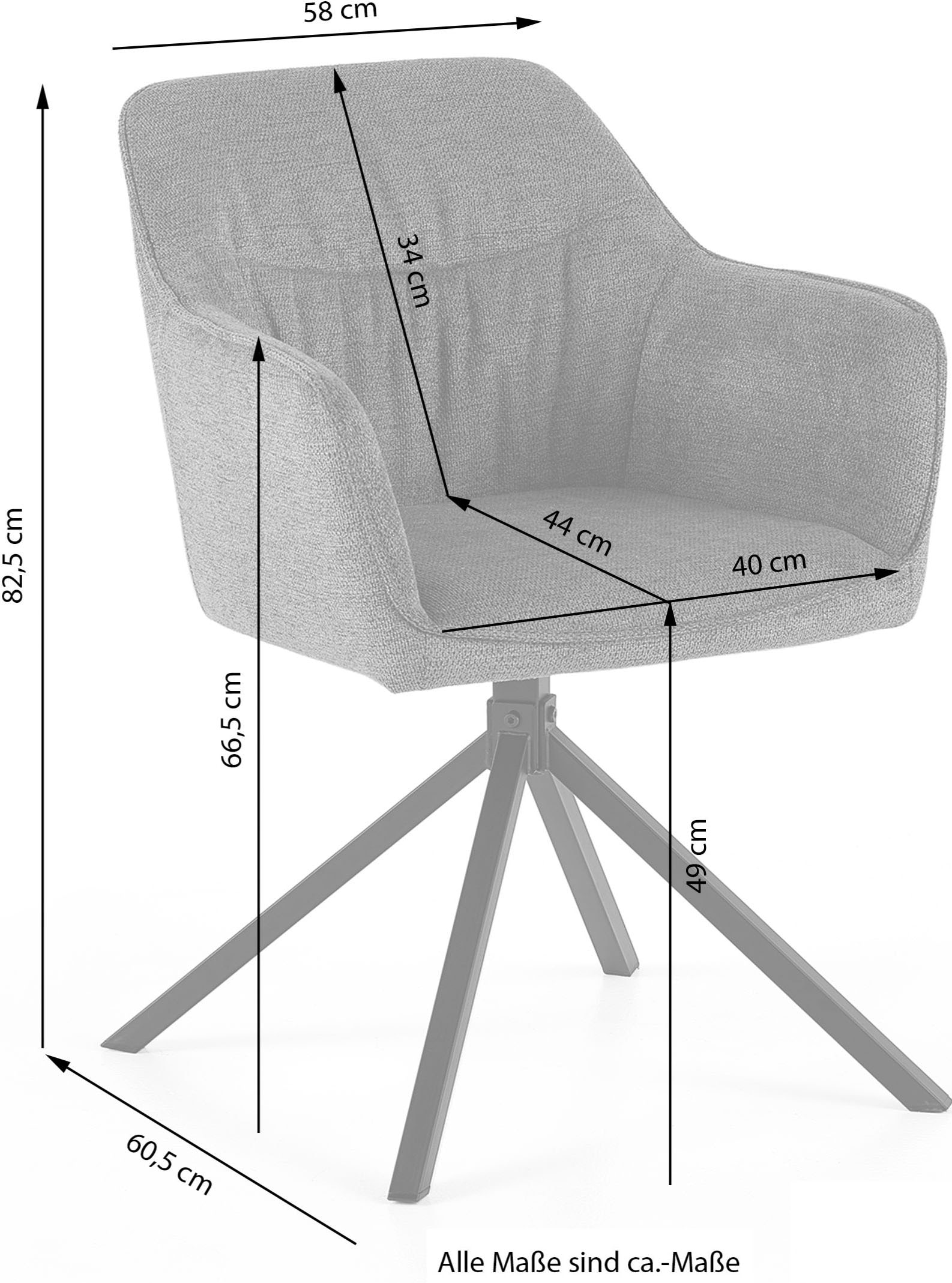 GOODproduct Esszimmerstuhl »Turin« (Set) 2 Stk.moderner Stuhl, 360 Grad drehbar, mit hochwertigem Strukturstoff