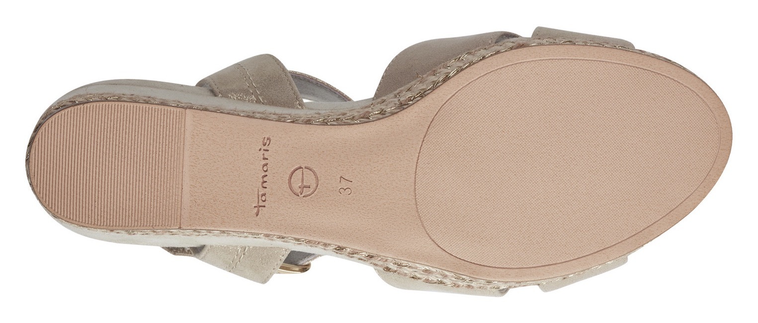 Tamaris Keilsandalette, Sommerschuh, Sandale, Keilabsatz, mit Jutebesatz, schmale Form
