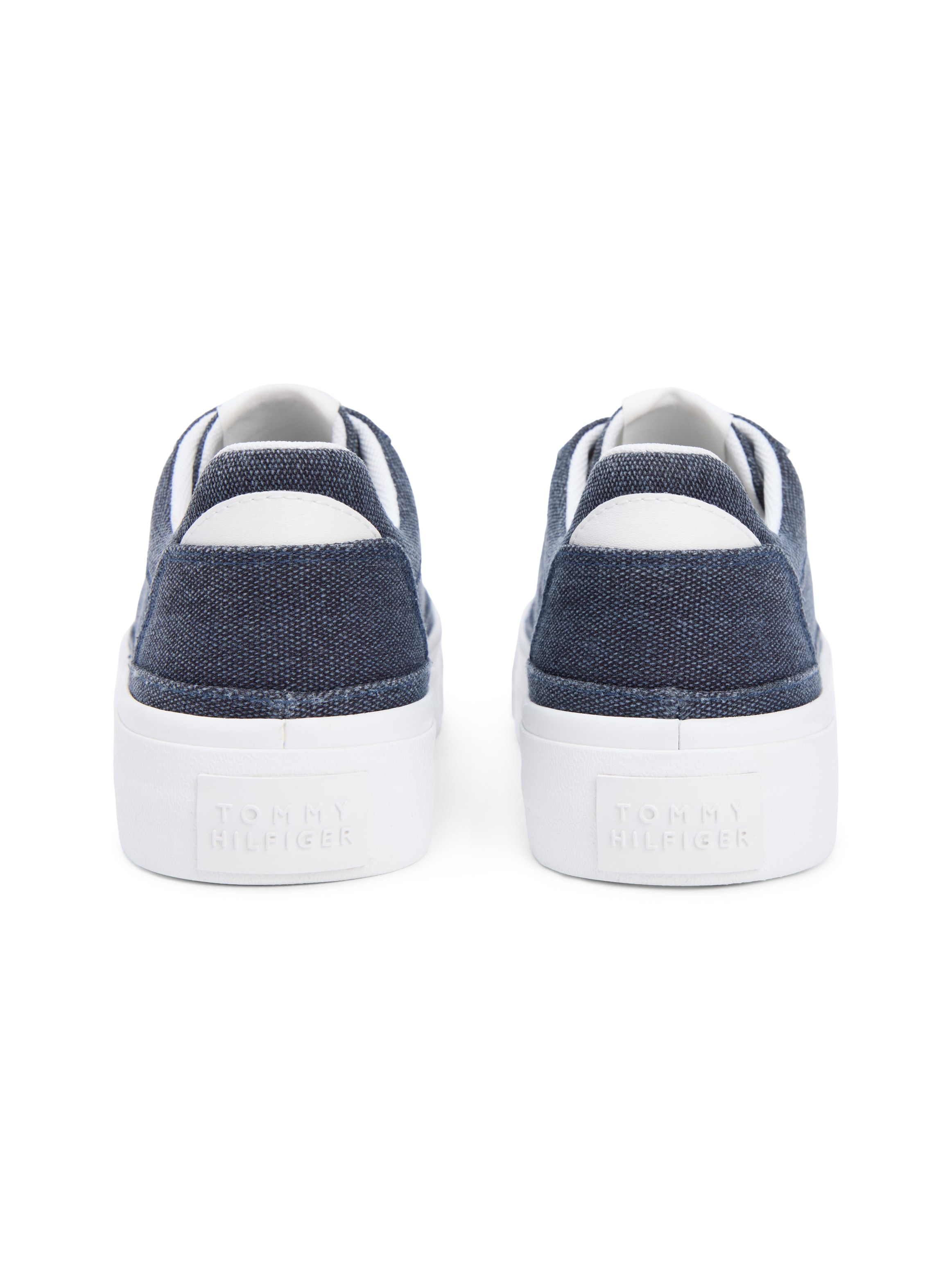 Tommy Hilfiger Baskets à plateforme »TH FOXING PLATFORM WASHED CANVAS«  Chaussure de loisirs, chaussure basse, à lacets, look jean tendance
