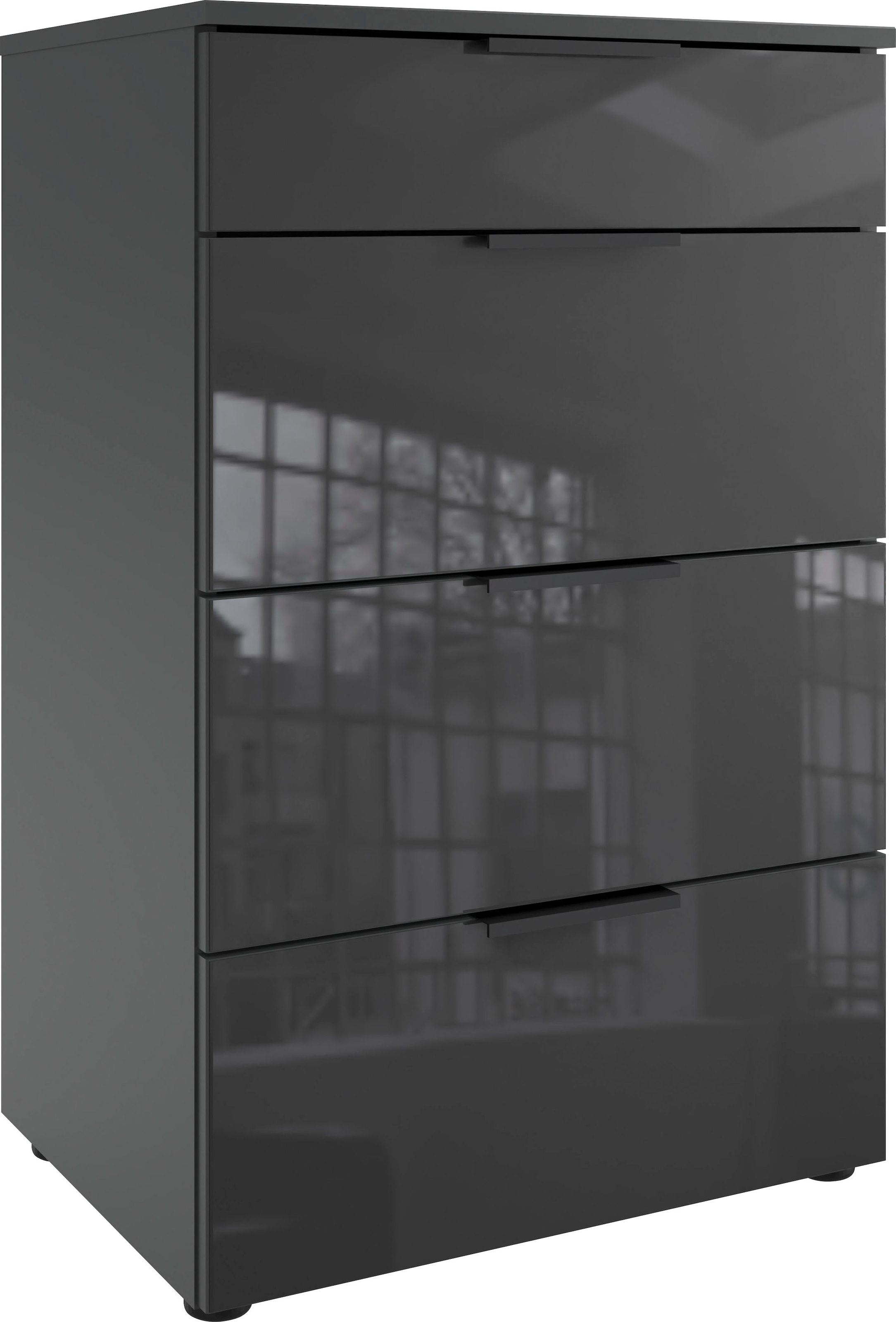 Wimex Schubkastenkommode »Level36 black C by fresh to go«, mit Glaselementen auf der Front, soft-close Funktion, 54cm breit