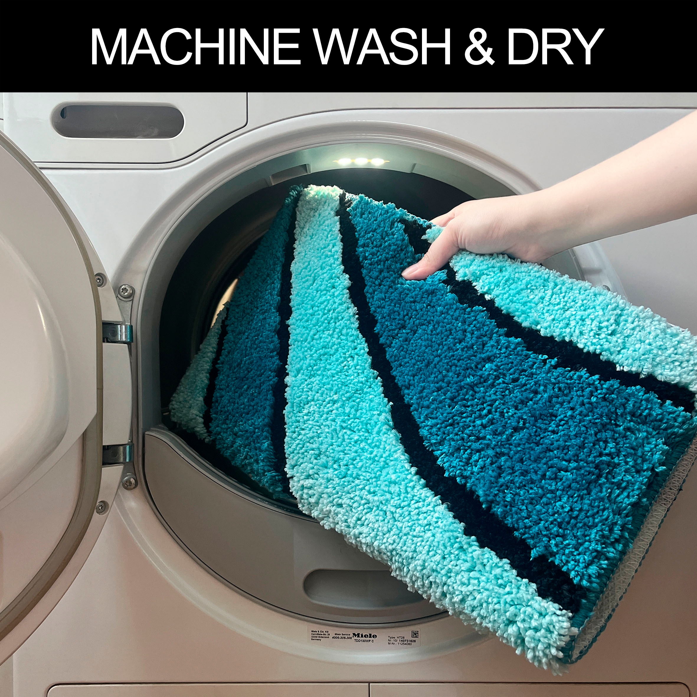 my home Badematte »Anna, Badvorleger, Badezimmer Teppich«, rutschhemmend beschichtet, fussbodenheizungsgeeignet-schnell trocknend, Badteppich, Hoch Tief Effekt, Modern, Weich, Wellen